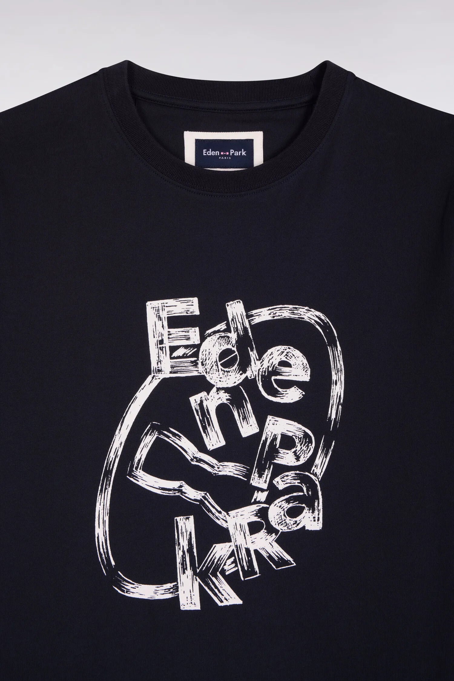 Eden Park 0 Men Short-Sleeved Navy Cotton T-Shirt with Screen Print SKU: E26MAITC0064_BLF Image 06