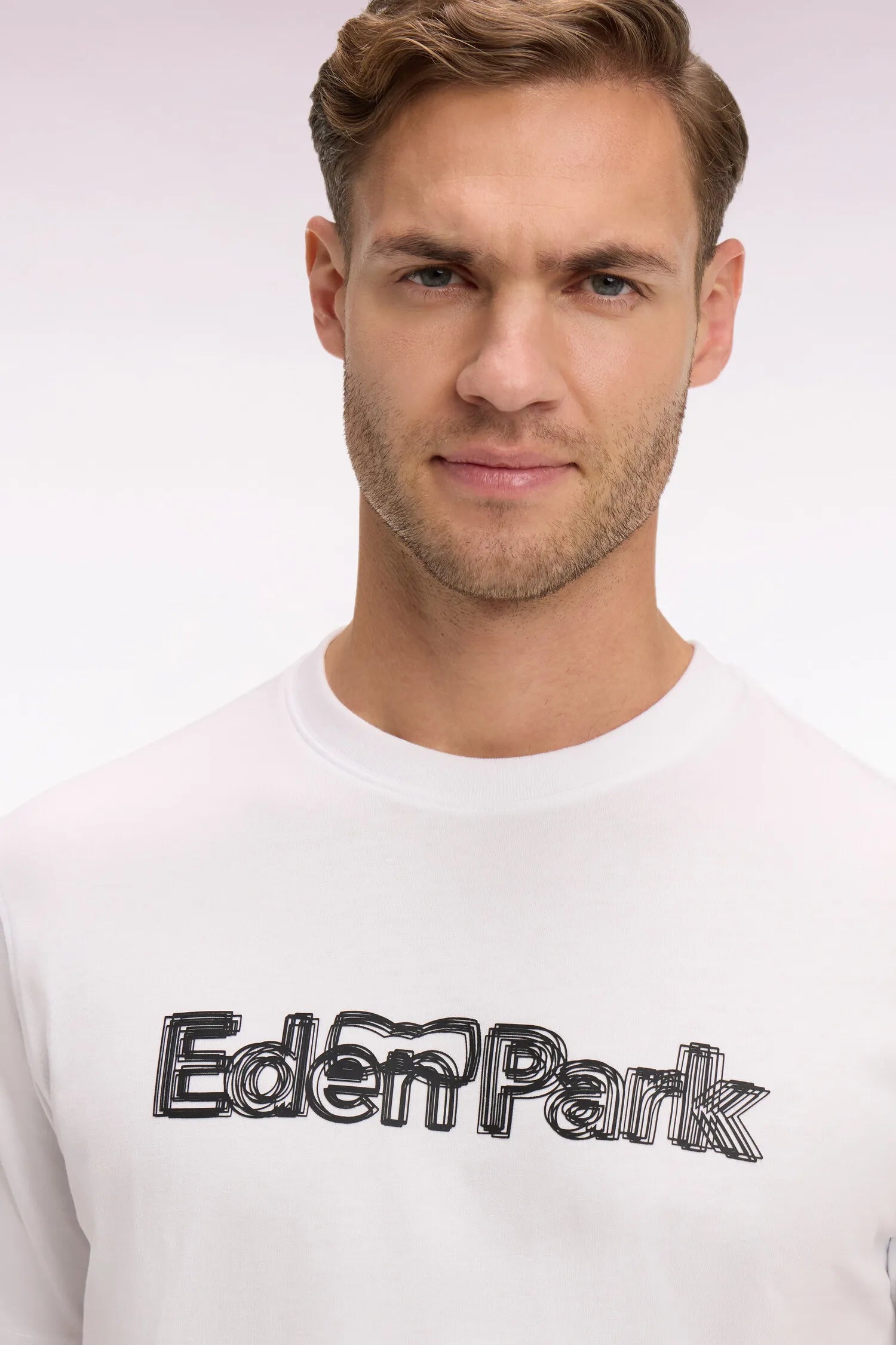 Eden Park 0 Men Short-Sleeved White Cotton T-Shirt with Screen Print SKU: E26MAITC0068_BC Image 03