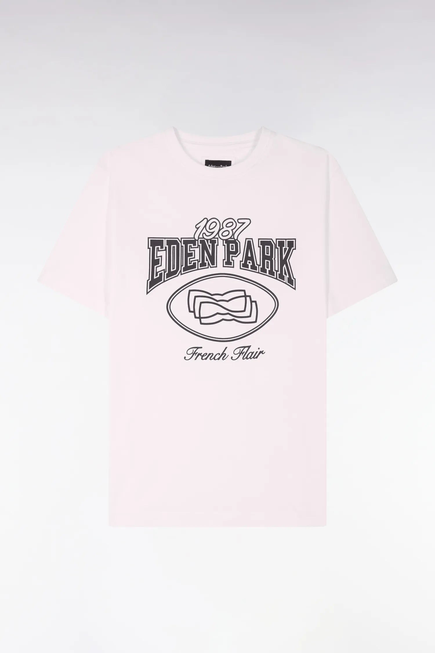 Eden Park 0 Men Short-Sleeved T-Shirt in Ecru Cotton with Navy Screen Print SKU: E26MAITC0070_ECC Image 05
