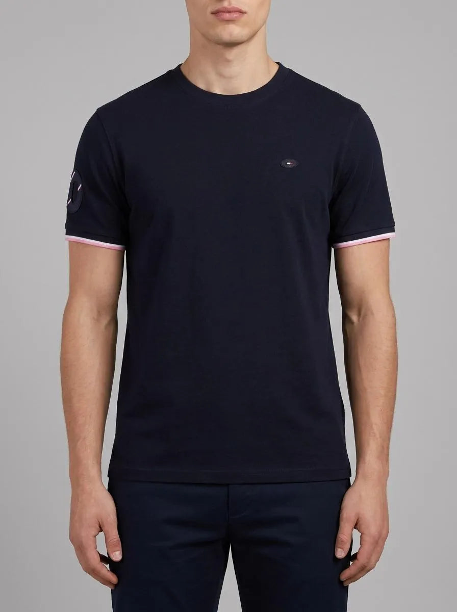 Eden Park 0 Men France XV Short-Sleeved T-Shirt in Navy Cotton SKU: E26MAITC0072_BLF Image 00