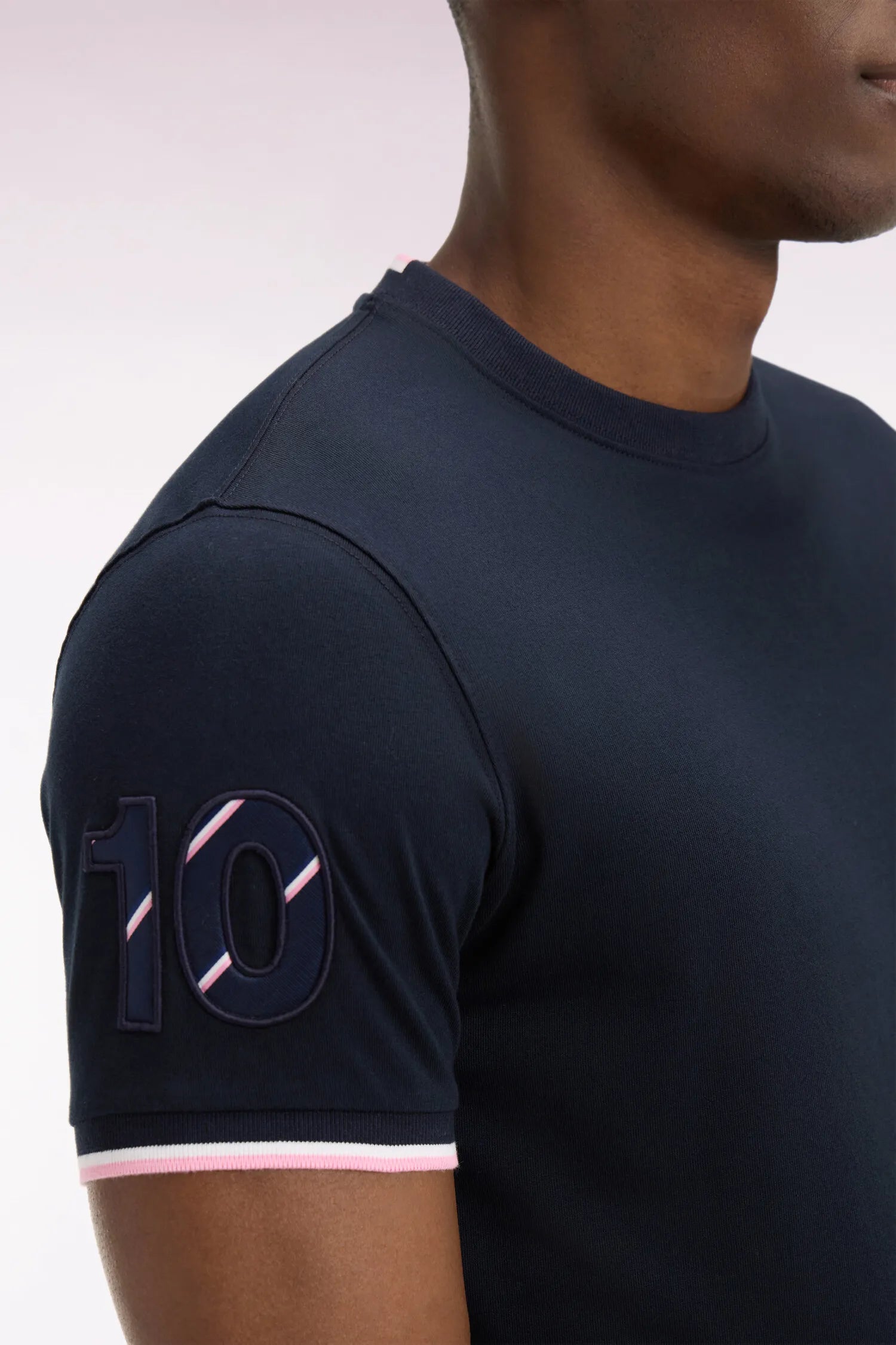 Eden Park 0 Men France XV Short-Sleeved T-Shirt in Navy Cotton SKU: E26MAITC0072_BLF Image 03