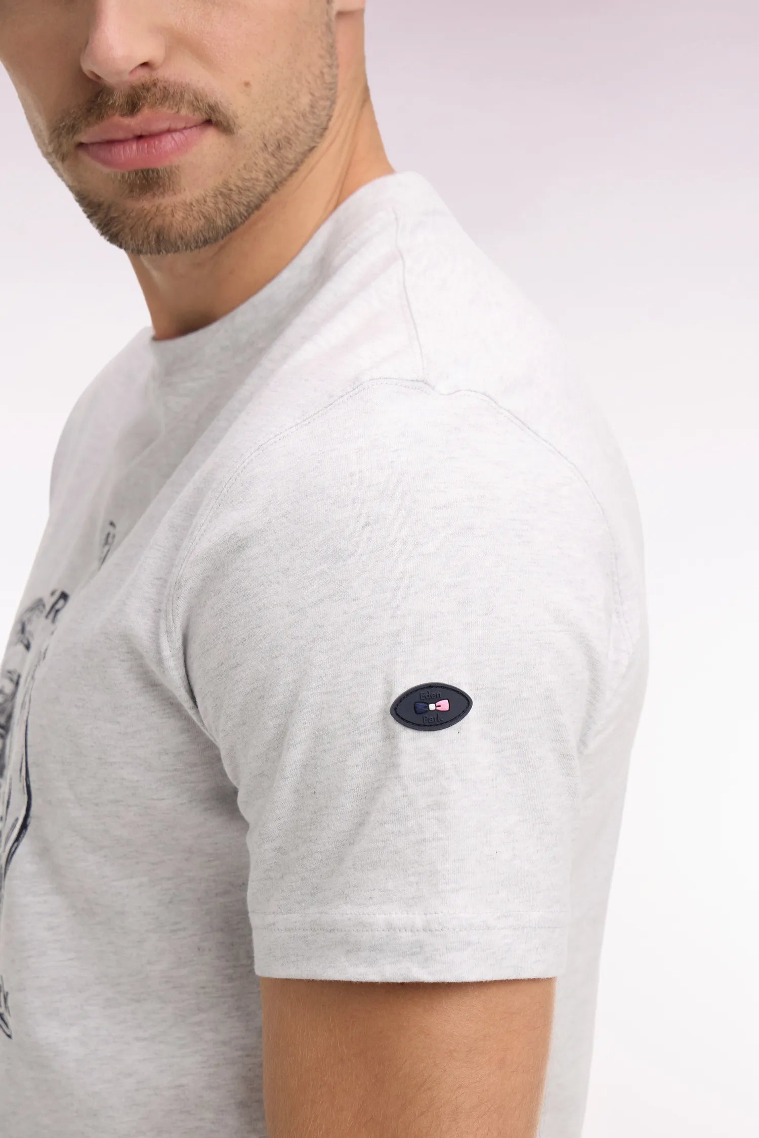 Eden Park 0 Men France XV Short-Sleeved T-Shirt with Screen-Printed Design SKU: E26MAITC0081_GRC7 Image 03