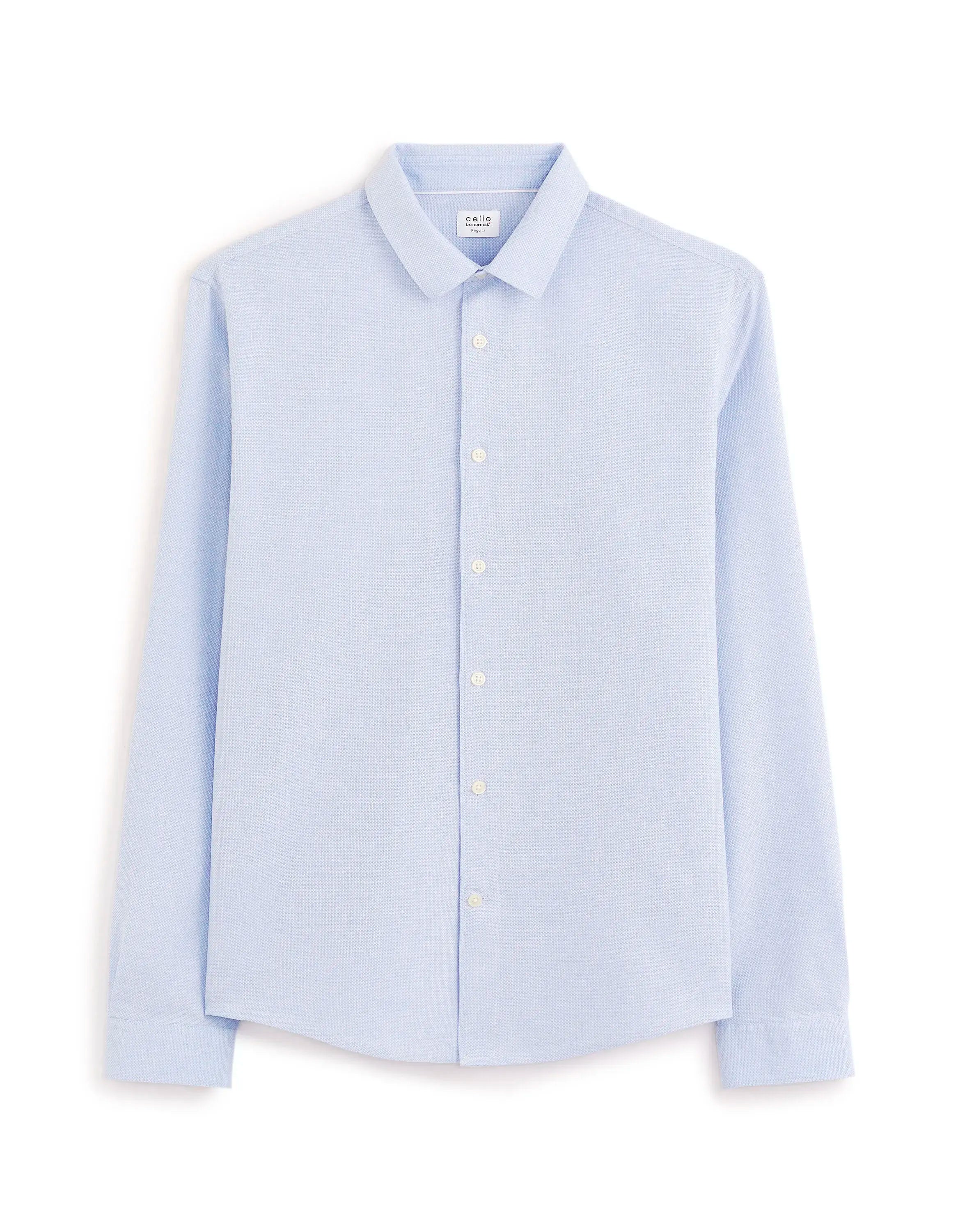 Celio_Blue_Regular Honeycomb Shirt 100% Cotton_FABEILLE2_BLUE_05