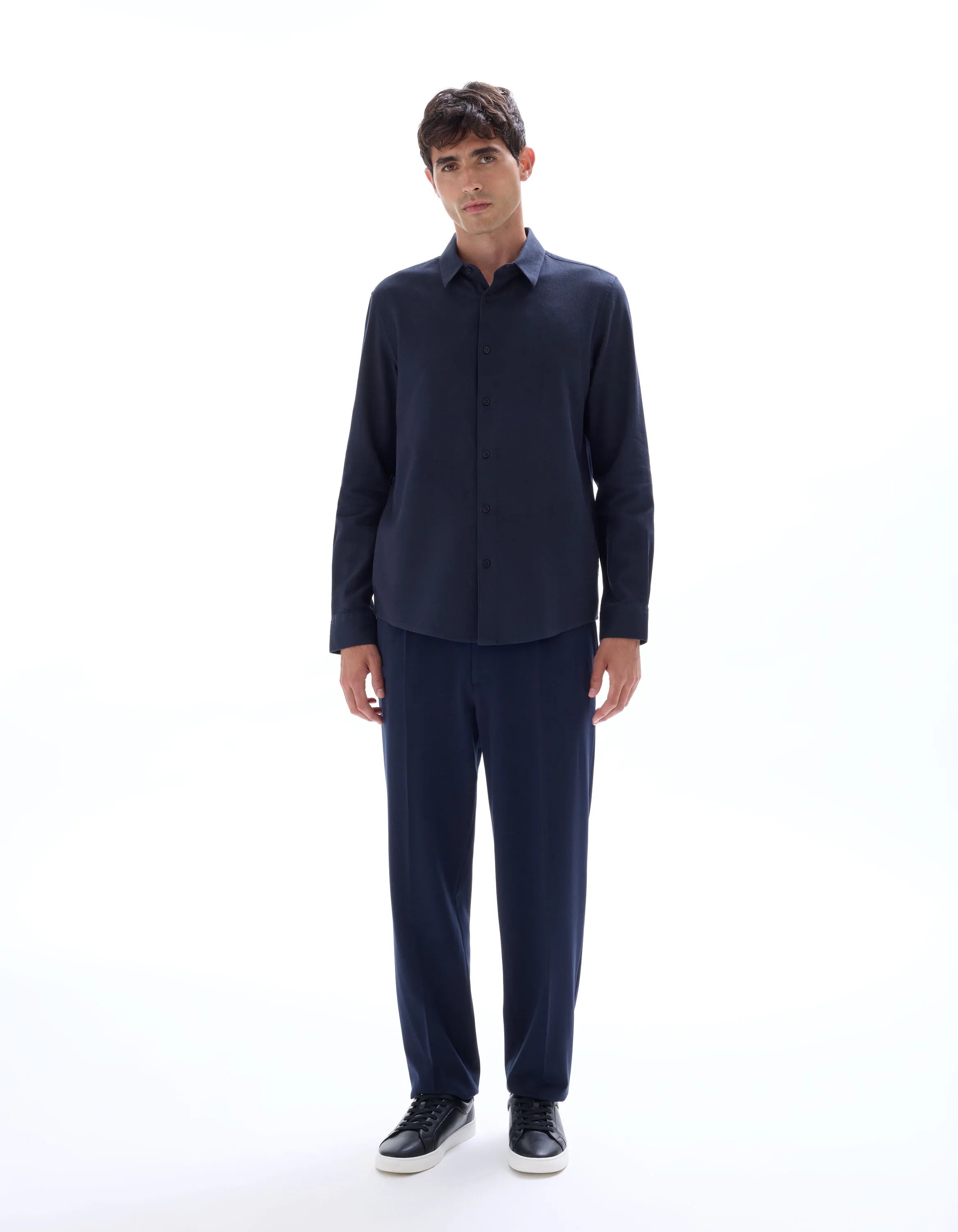 Celio_Marine_Regular-Fit 100% Cotton Honeycomb Shirt_FABEILLE2_MARINE_02