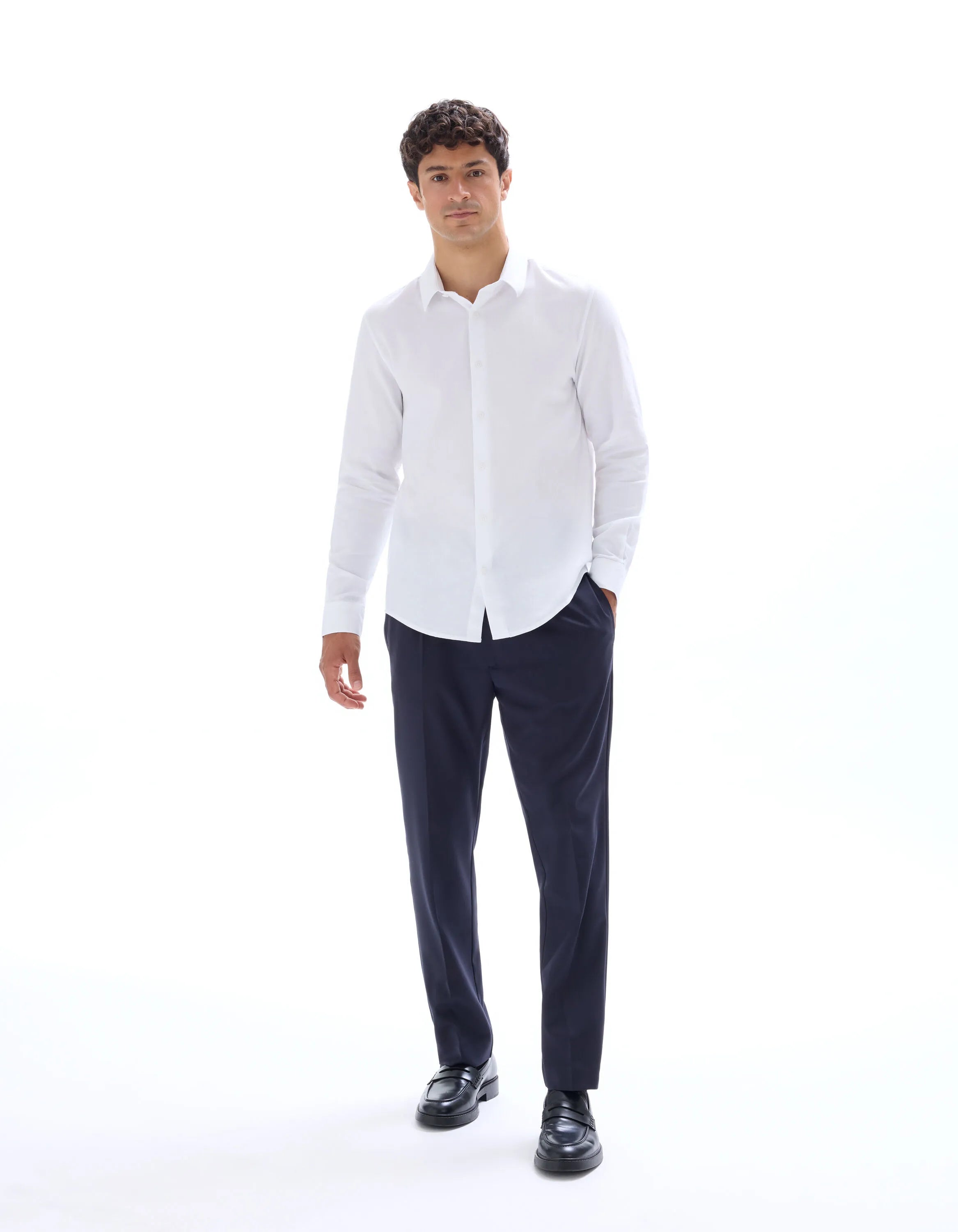 Celio_Optical White_Regular-Fit 100% Cotton Honeycomb Shirt_FABEILLE2_OPTICAL WHITE_02