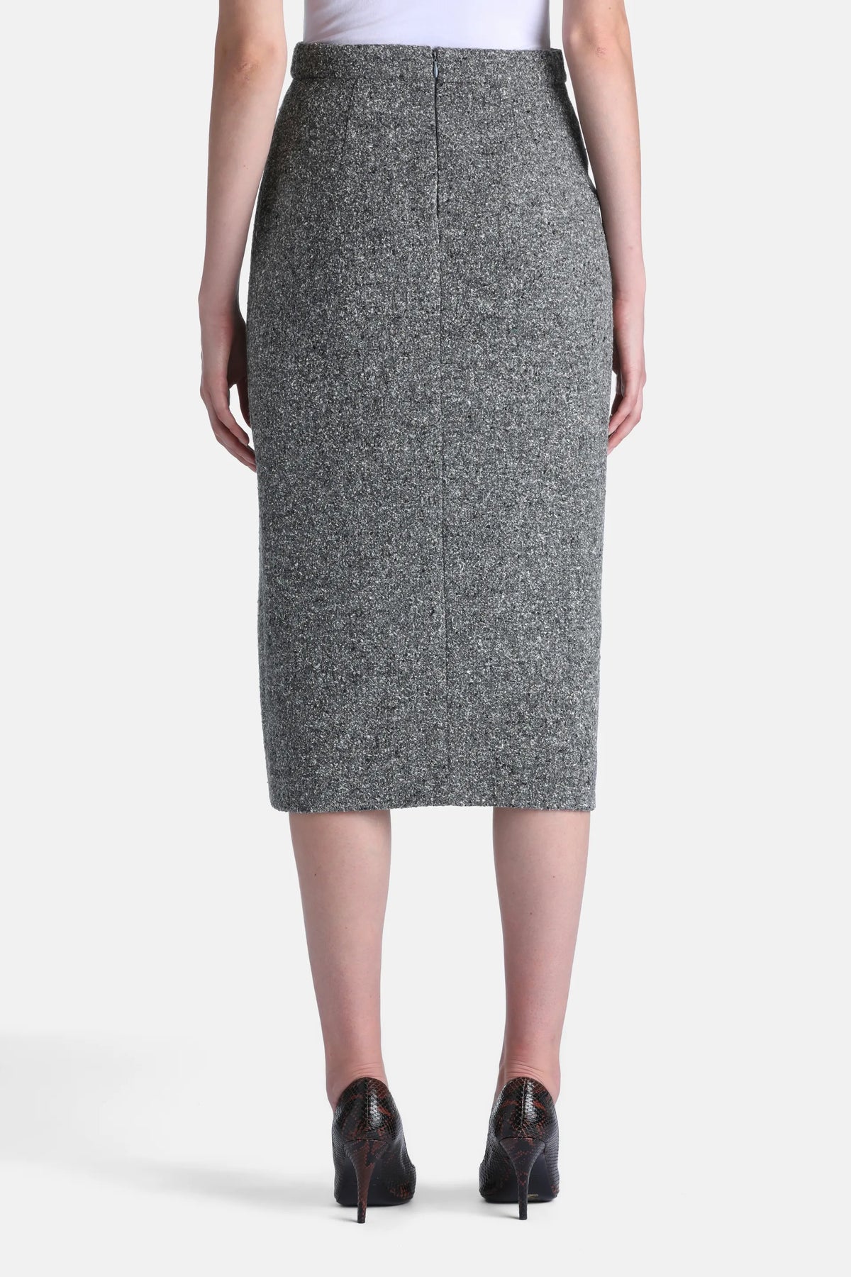 Luisa Spagnoli Var Grigio Panna Women Facoltoso Draped Midi Skirt - Fashion Show SKU: FACOLTOSO_3331 Image 02