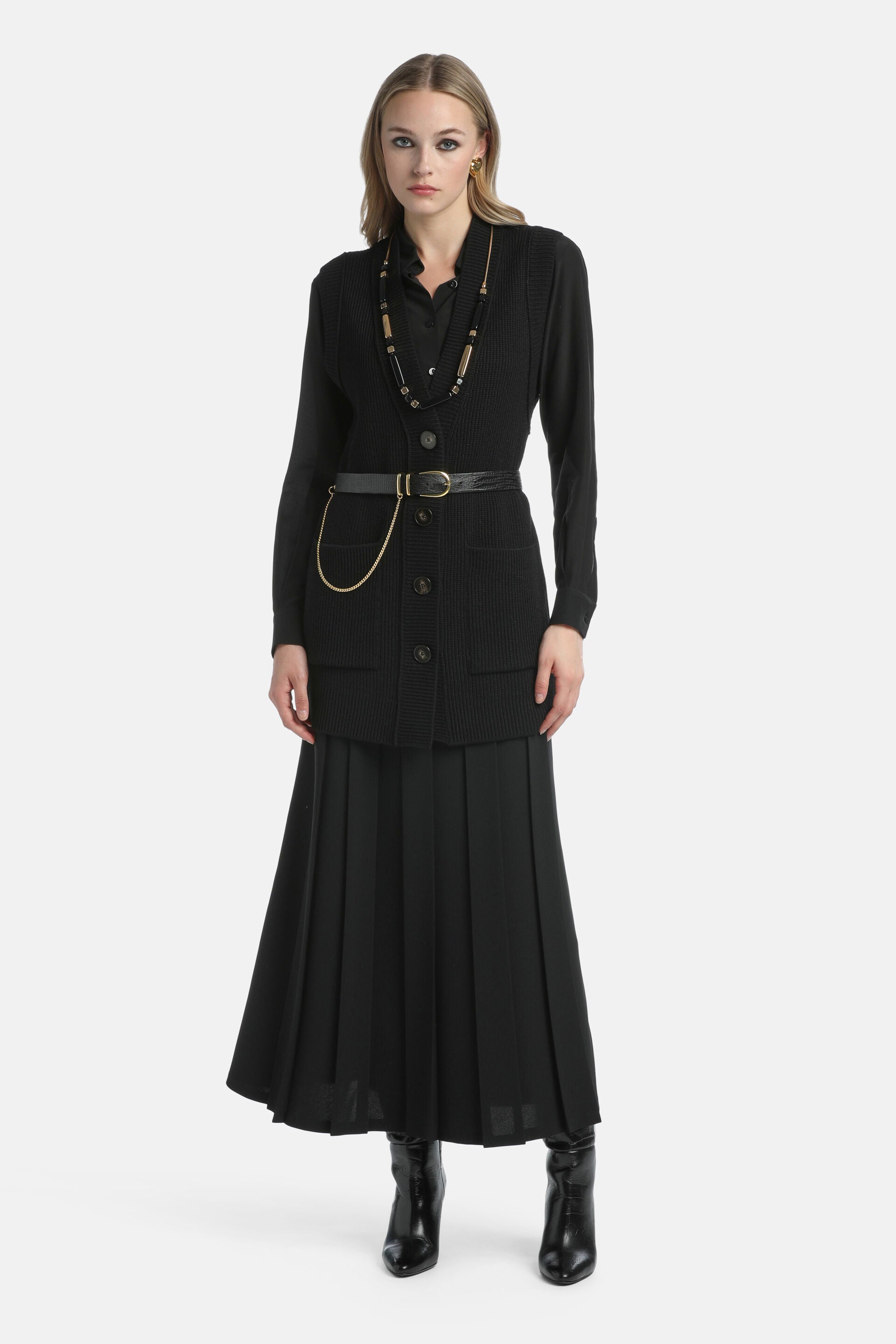 Luisa Spagnoli_Nero_Favoloso - Pleated Skirt_FAVOLOSO_0101_01