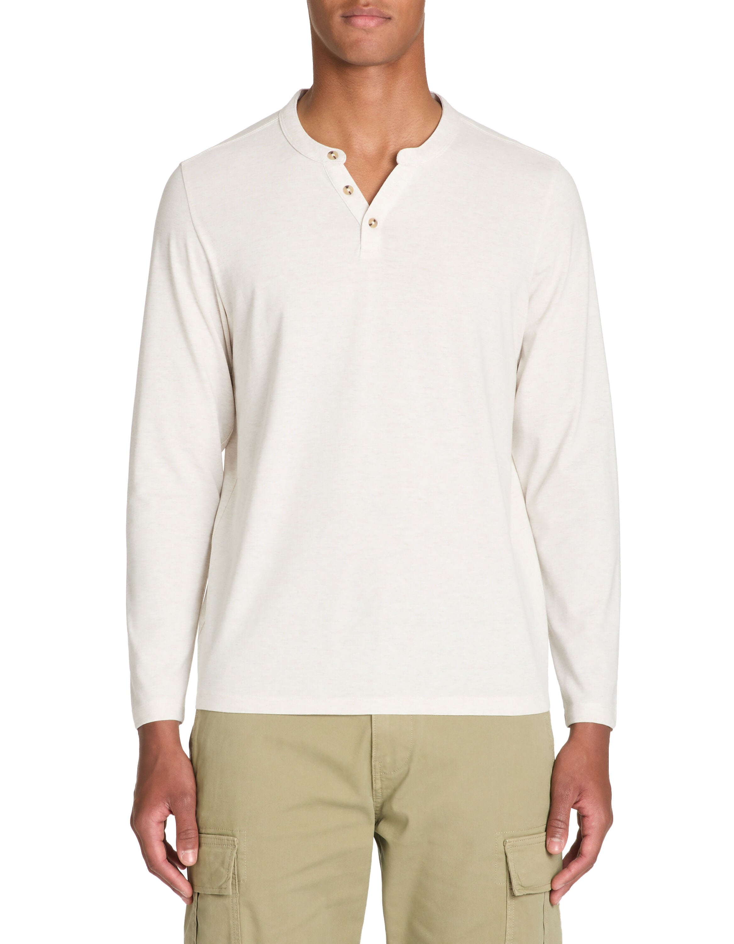 Celio_Ecru T-Shirt Straight Cotton Blend Long Sleeves_FEGETIML_ECRU CASH_01