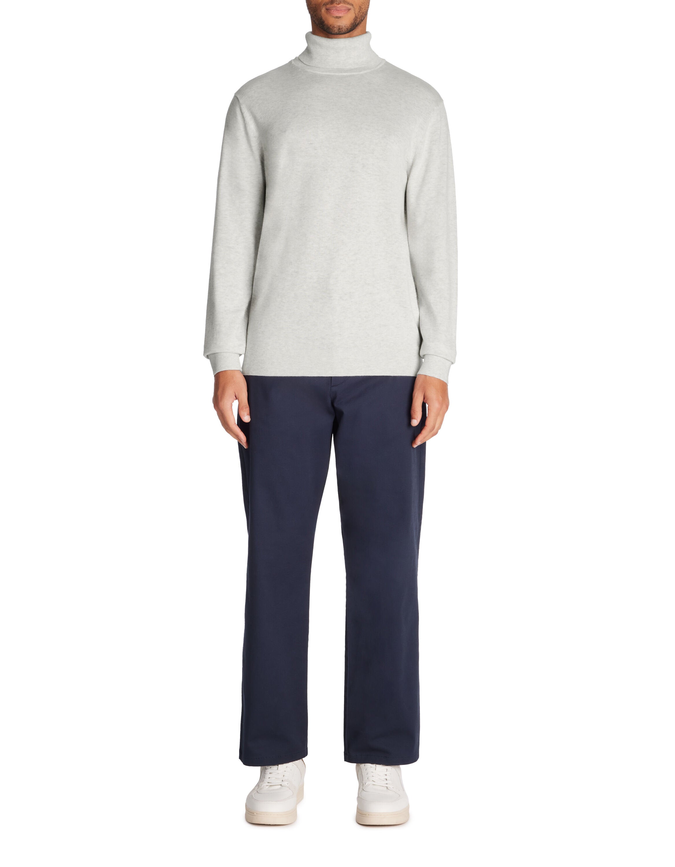 Celio_Grey Mottled 100% Cotton Turtleneck Sweater_FEROLL_GREY MID MEL_02