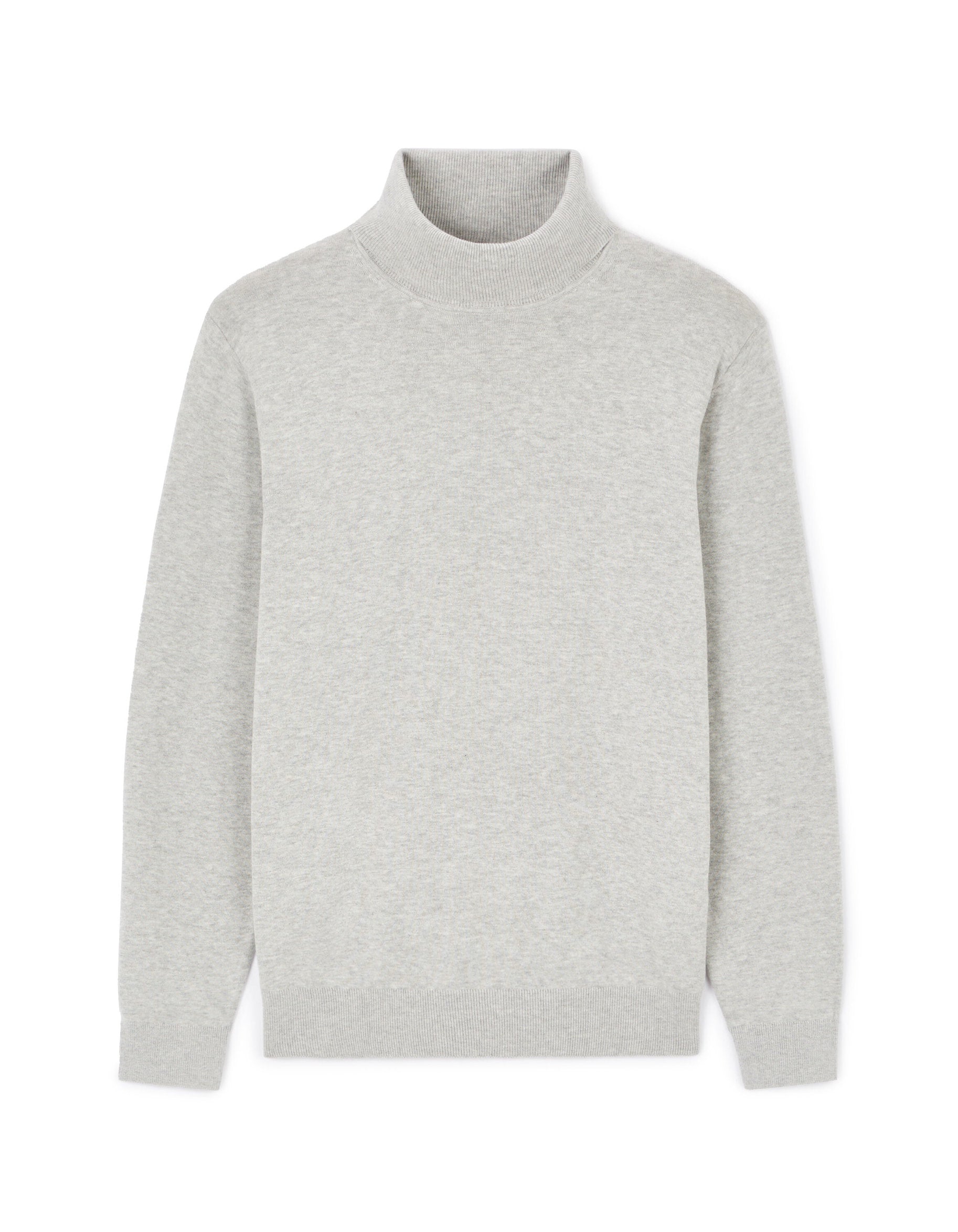 Celio_Grey Mottled 100% Cotton Turtleneck Sweater_FEROLL_GREY MID MEL_04