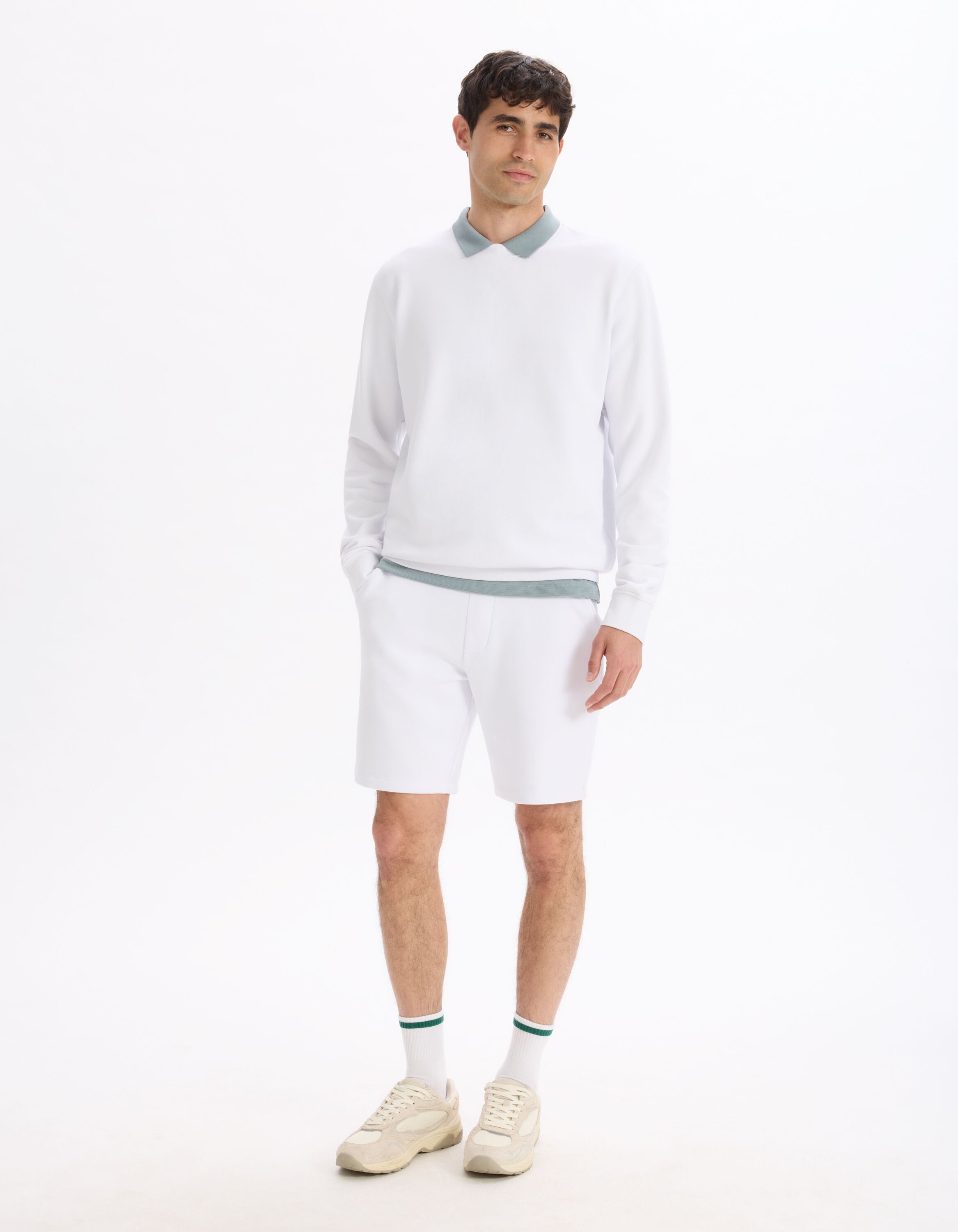Celio_White Regular Round Neck Sweatshirt 100% Cotton_FESEVEN_OPTICAL WHITE_02