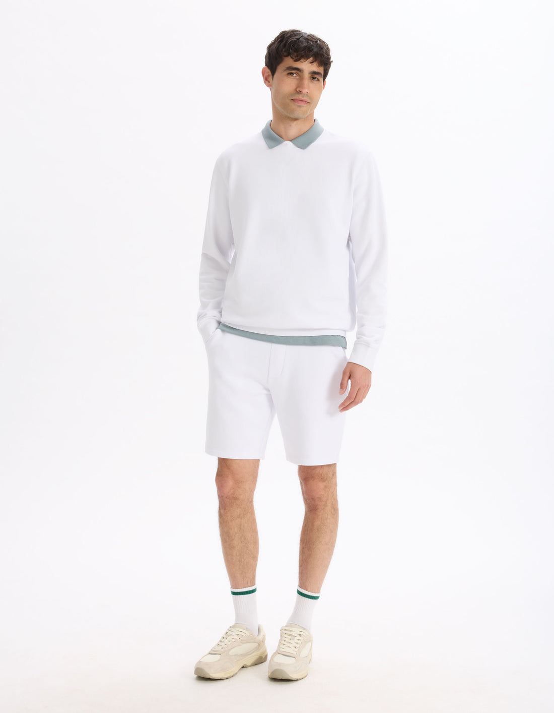 Celio_White Regular Round Neck Sweatshirt 100% Cotton_FESEVEN_OPTICAL WHITE_02