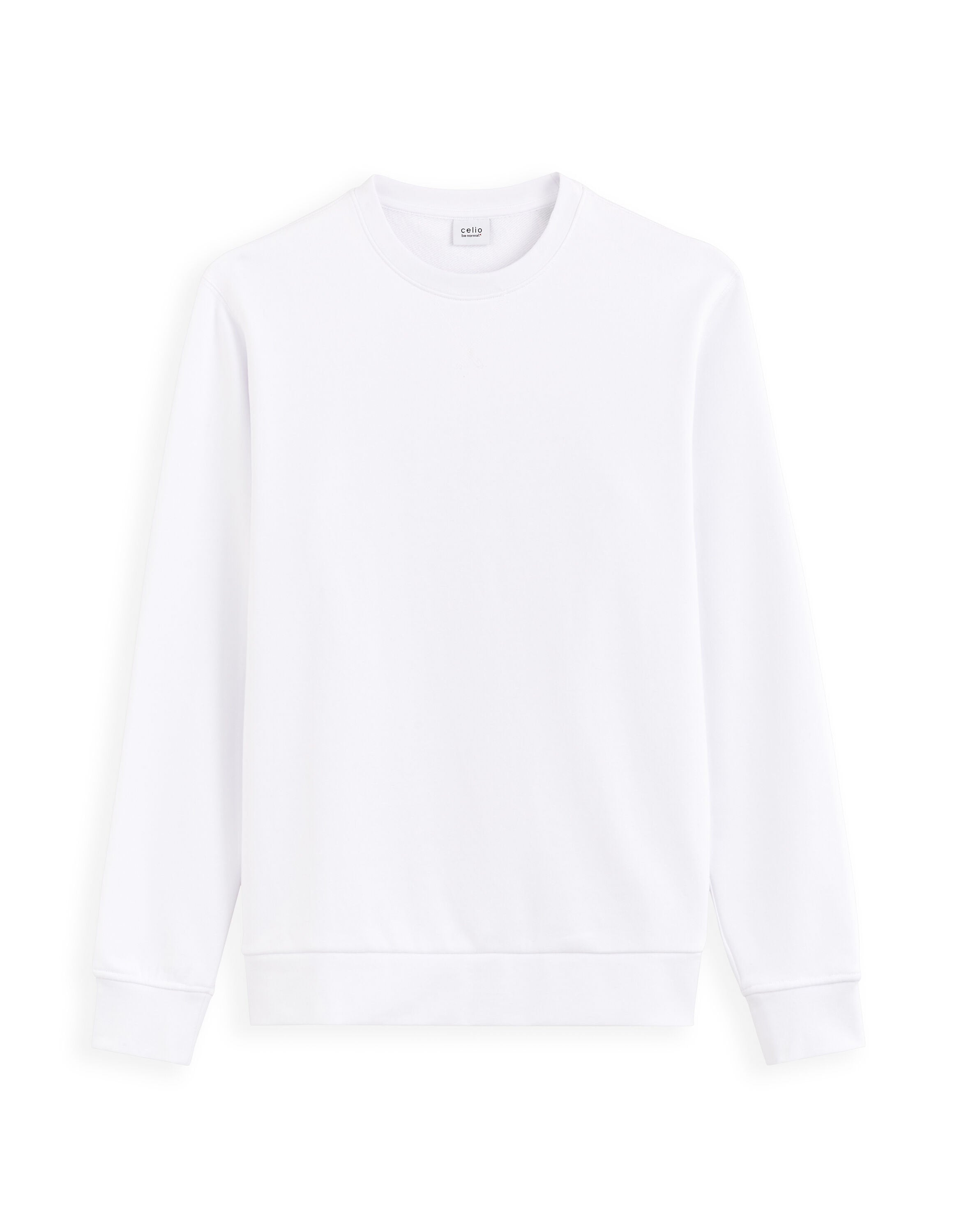 Celio_White Regular Round Neck Sweatshirt 100% Cotton_FESEVEN_OPTICAL WHITE_05