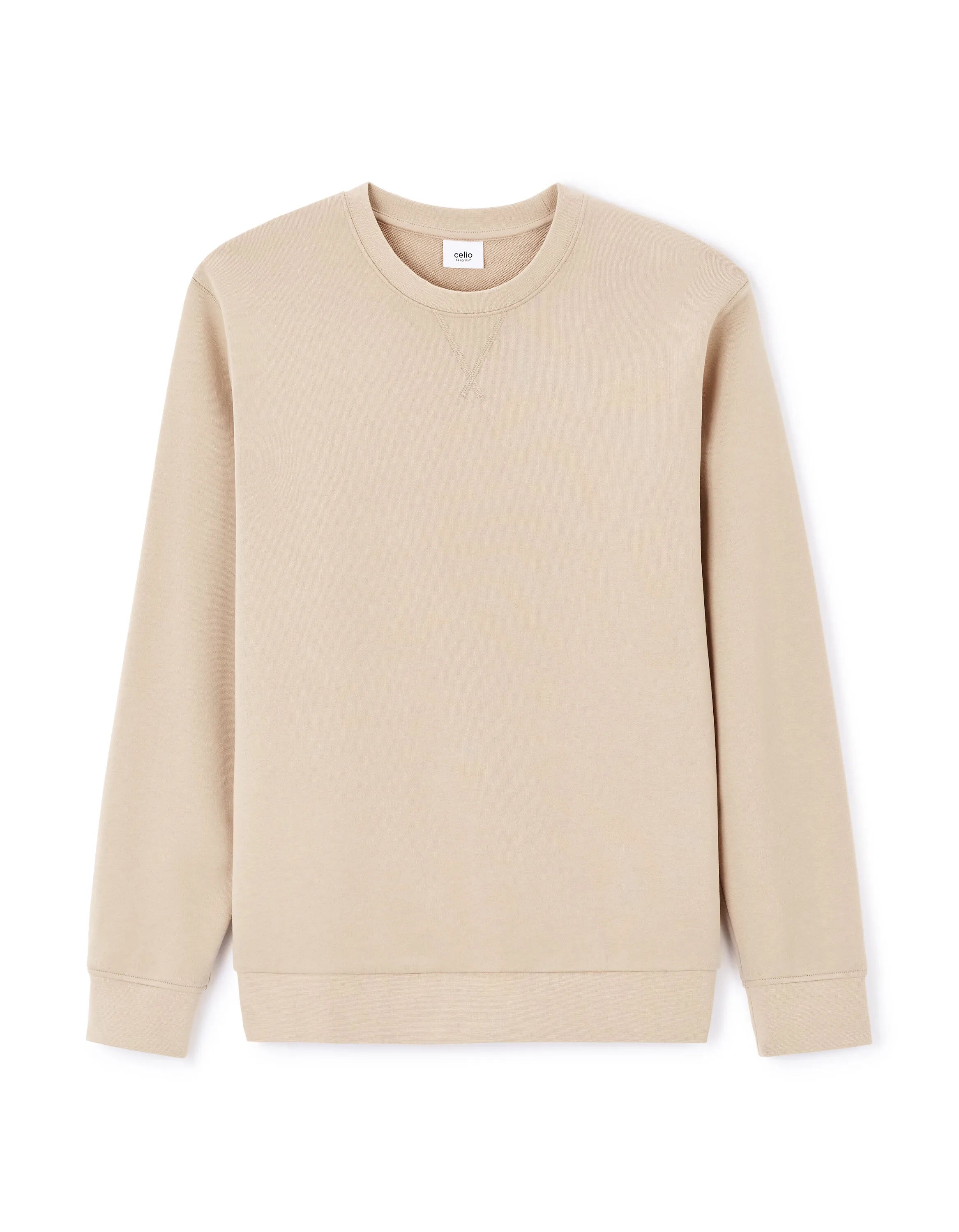 Celio_Sand_Regular Round Neck Sweatshirt 100% Cotton_FESEVEN_SAND_04