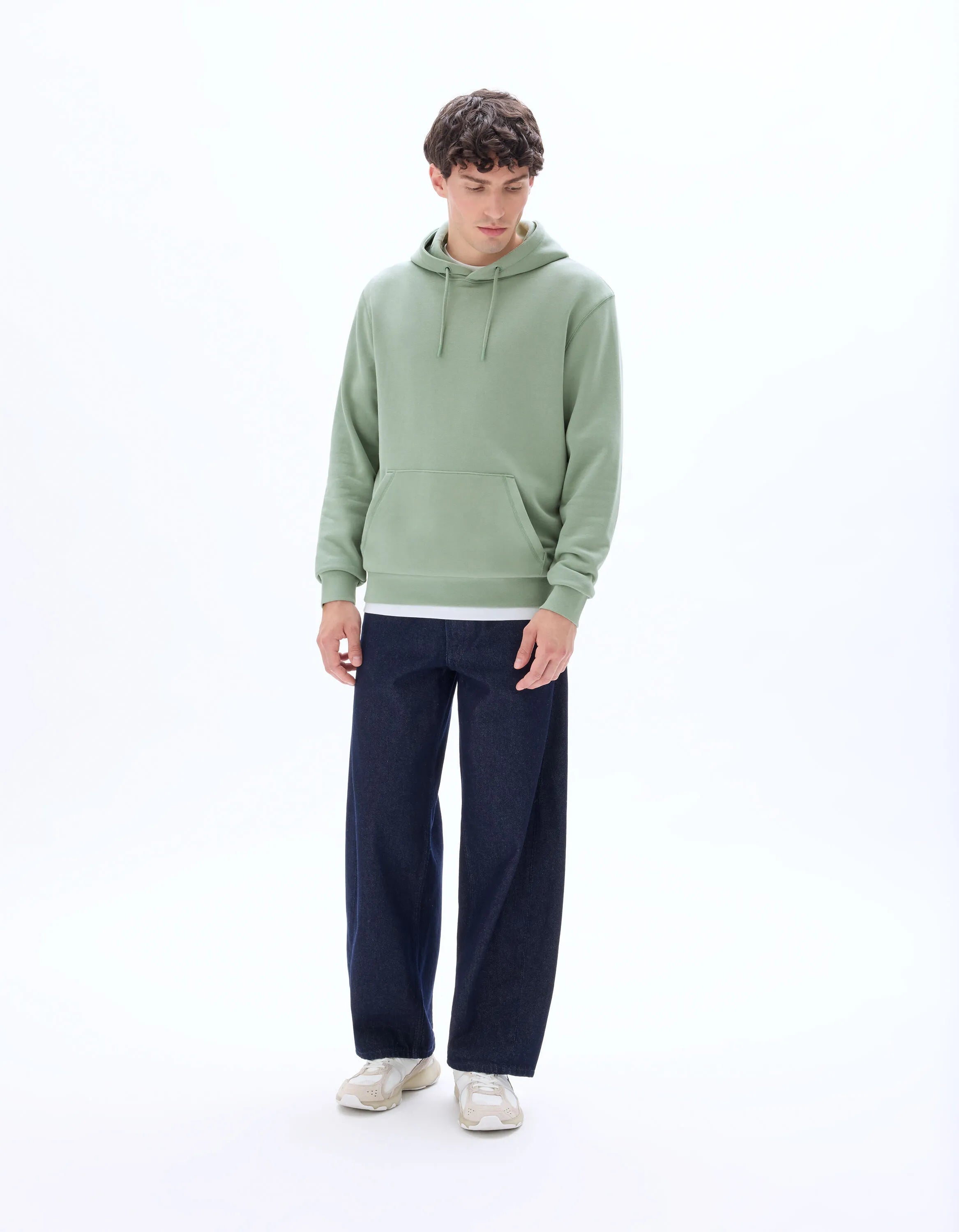 Celio_Celadon_Regular Hooded Sweatshirt 100% Cotton_FESIX_CELADON_02