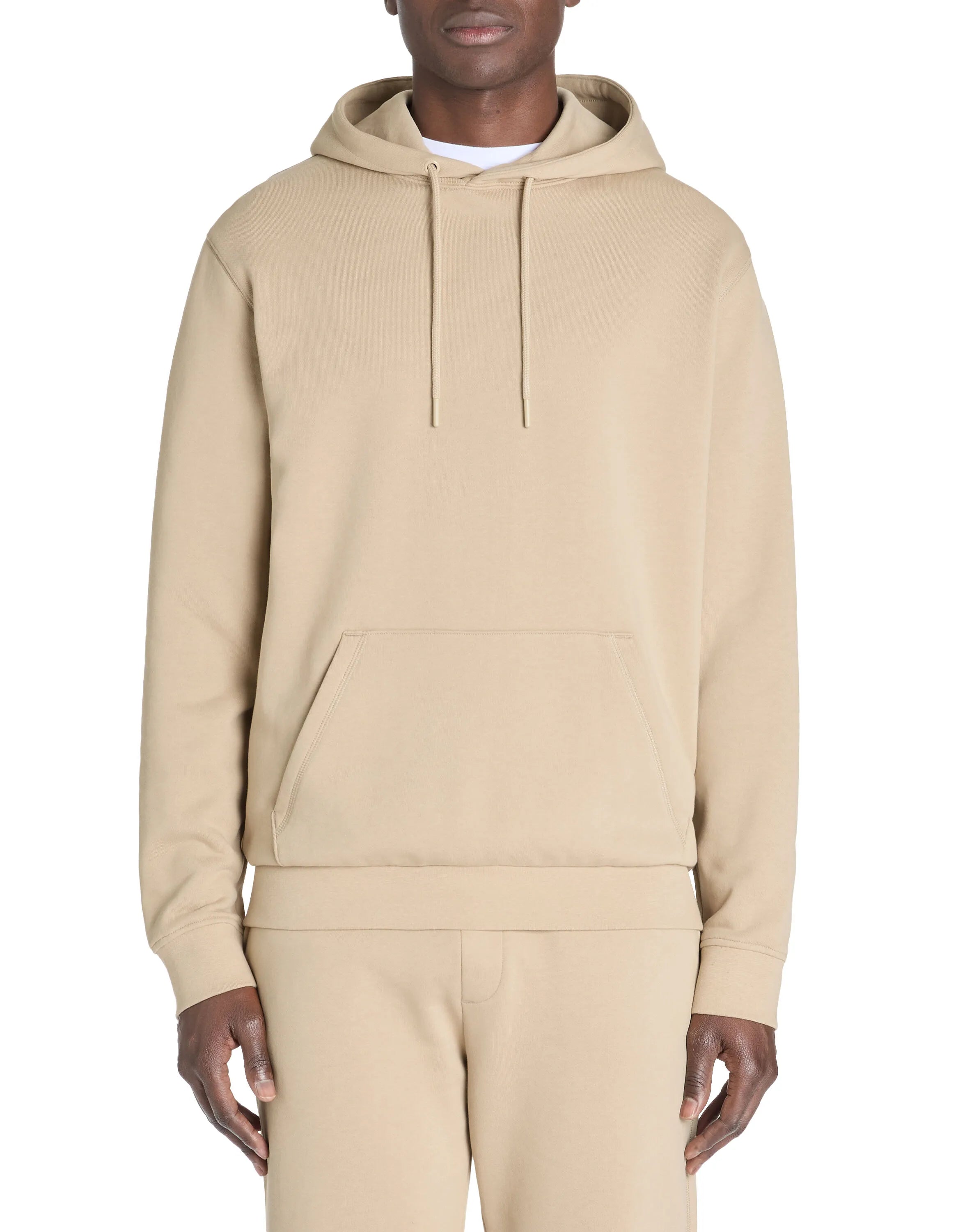 Celio_Sand_Regular Hooded Sweatshirt 100% Cotton_FESIX_SAND_01