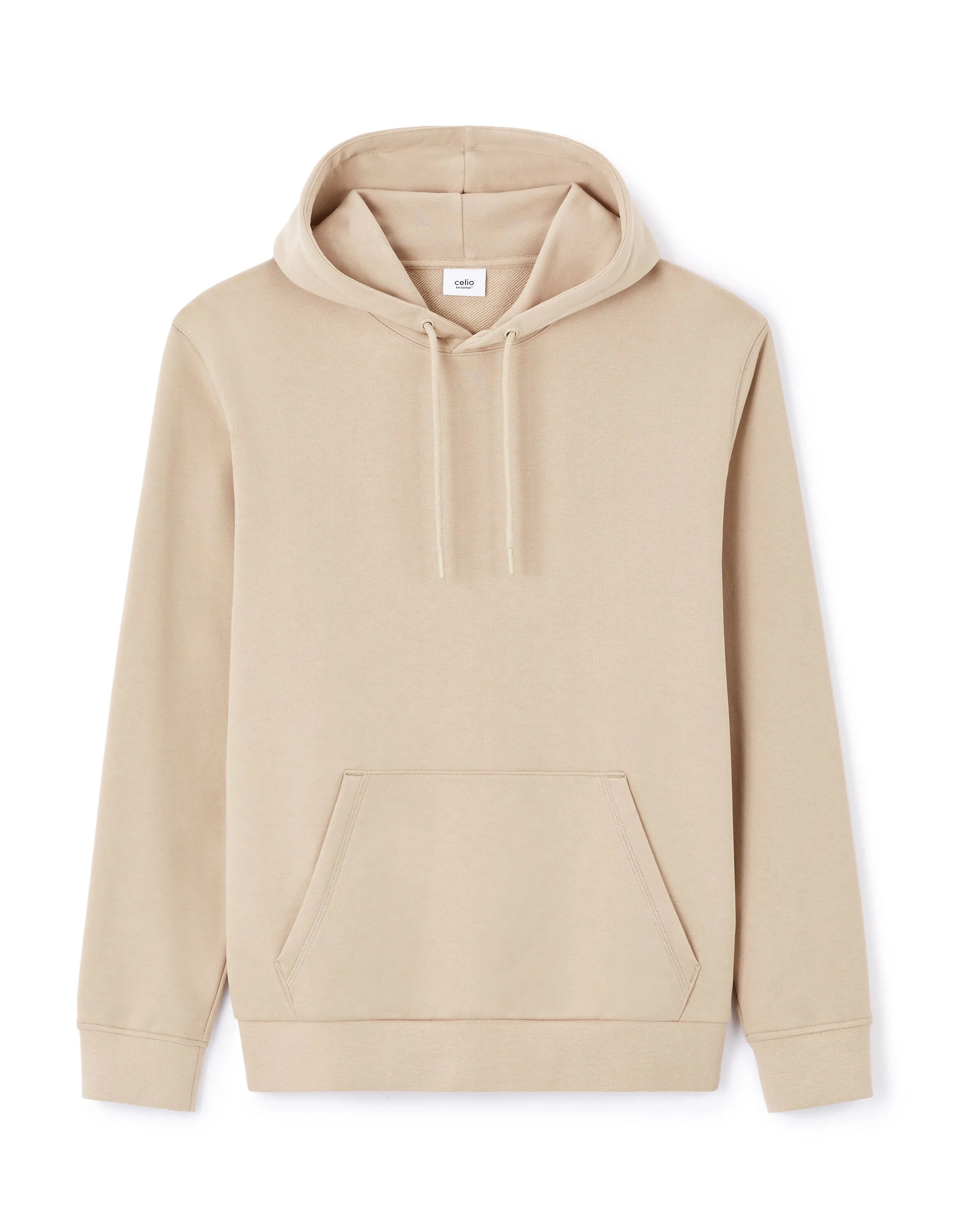 Celio_Sand_Regular Hooded Sweatshirt 100% Cotton_FESIX_SAND_04