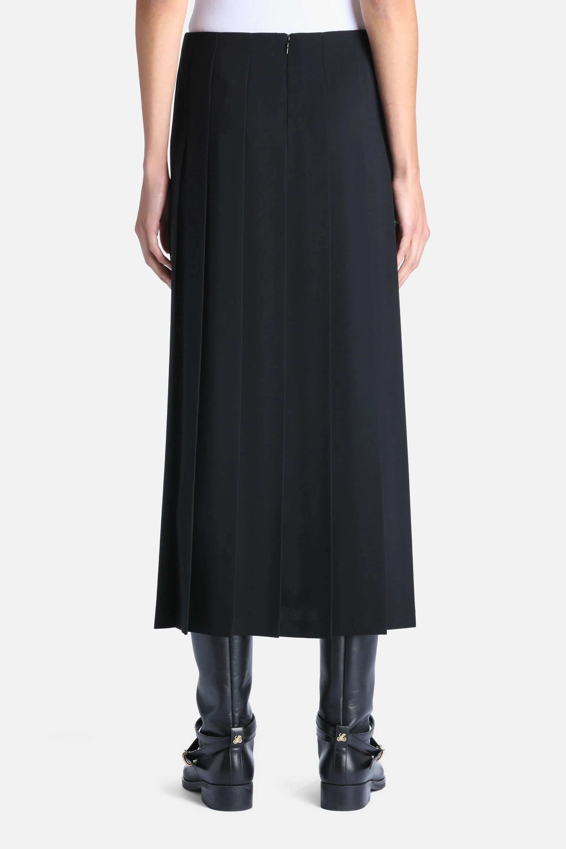 Luisa Spagnoli Nero Women Festone - Pleated Maxi Skirt with Slit SKU: FESTONE_0101 Image 02