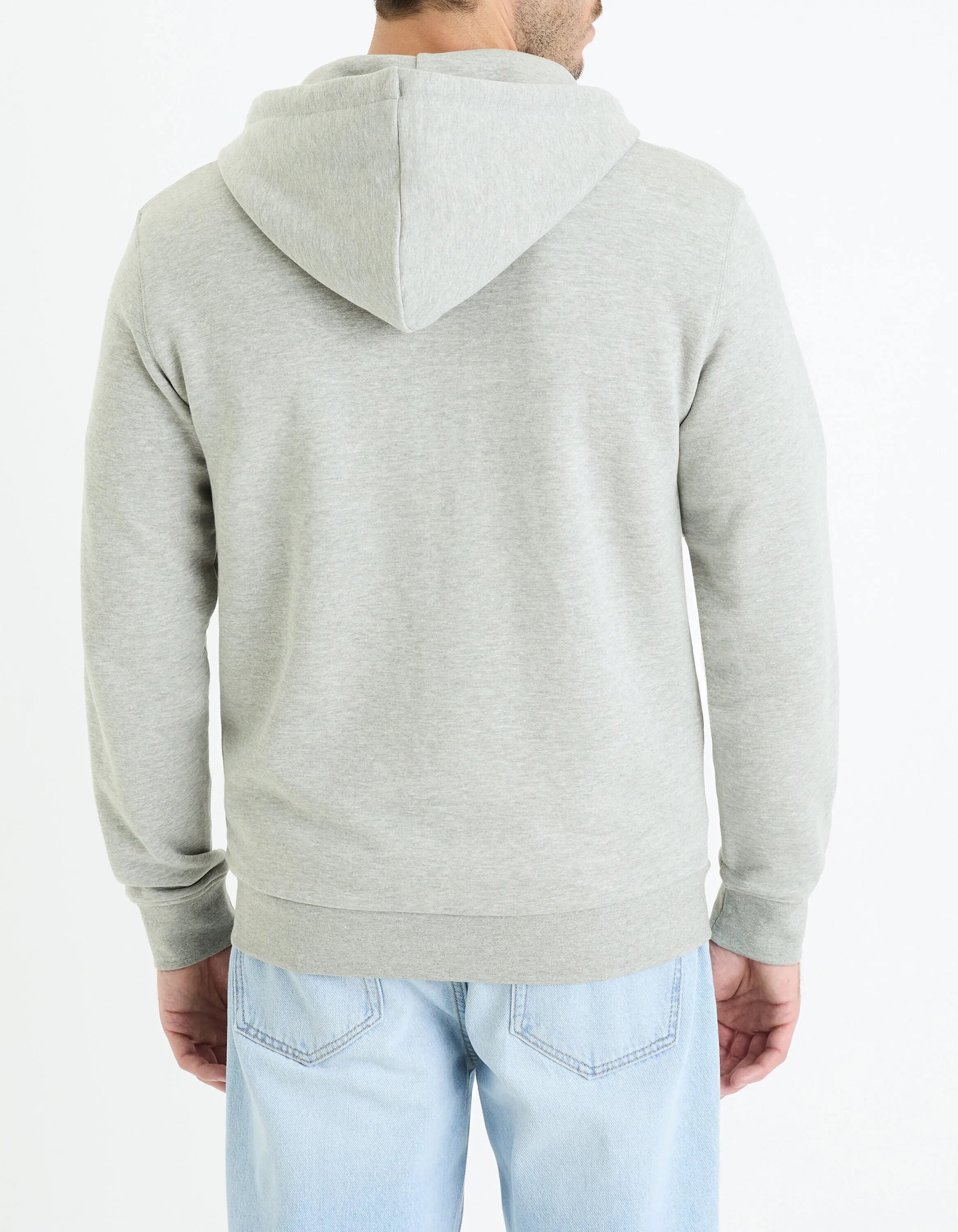 Celio_Heather Grey_Cotton Blend Zip-Up Hoodie_FETHREE_HEATHER GREY_03
