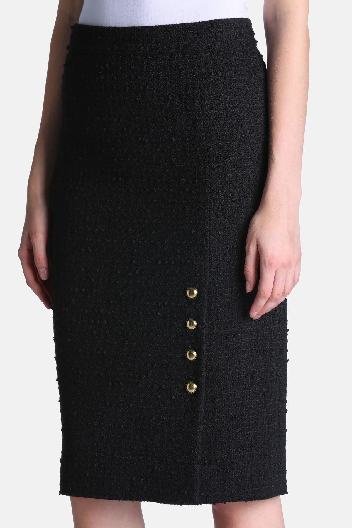 Luisa Spagnoli Nero Women Fioraliso BouclŽ Midi Skirt SKU: FIORALISO_0101 Image 03