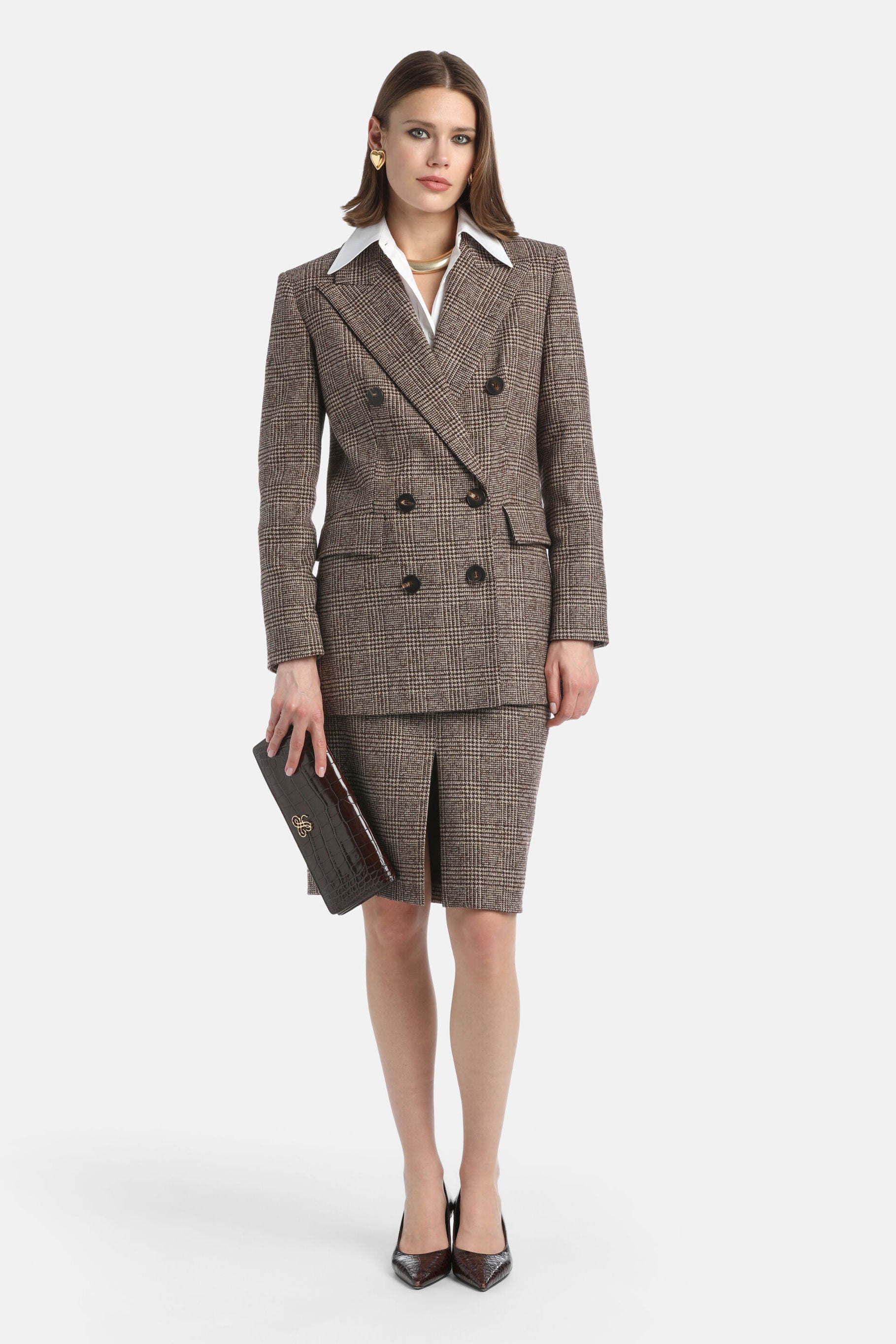 Luisa Spagnoli_Var Marone Beige_Fornaio - Classic Wool Skirt_FORNAIO_3991_01