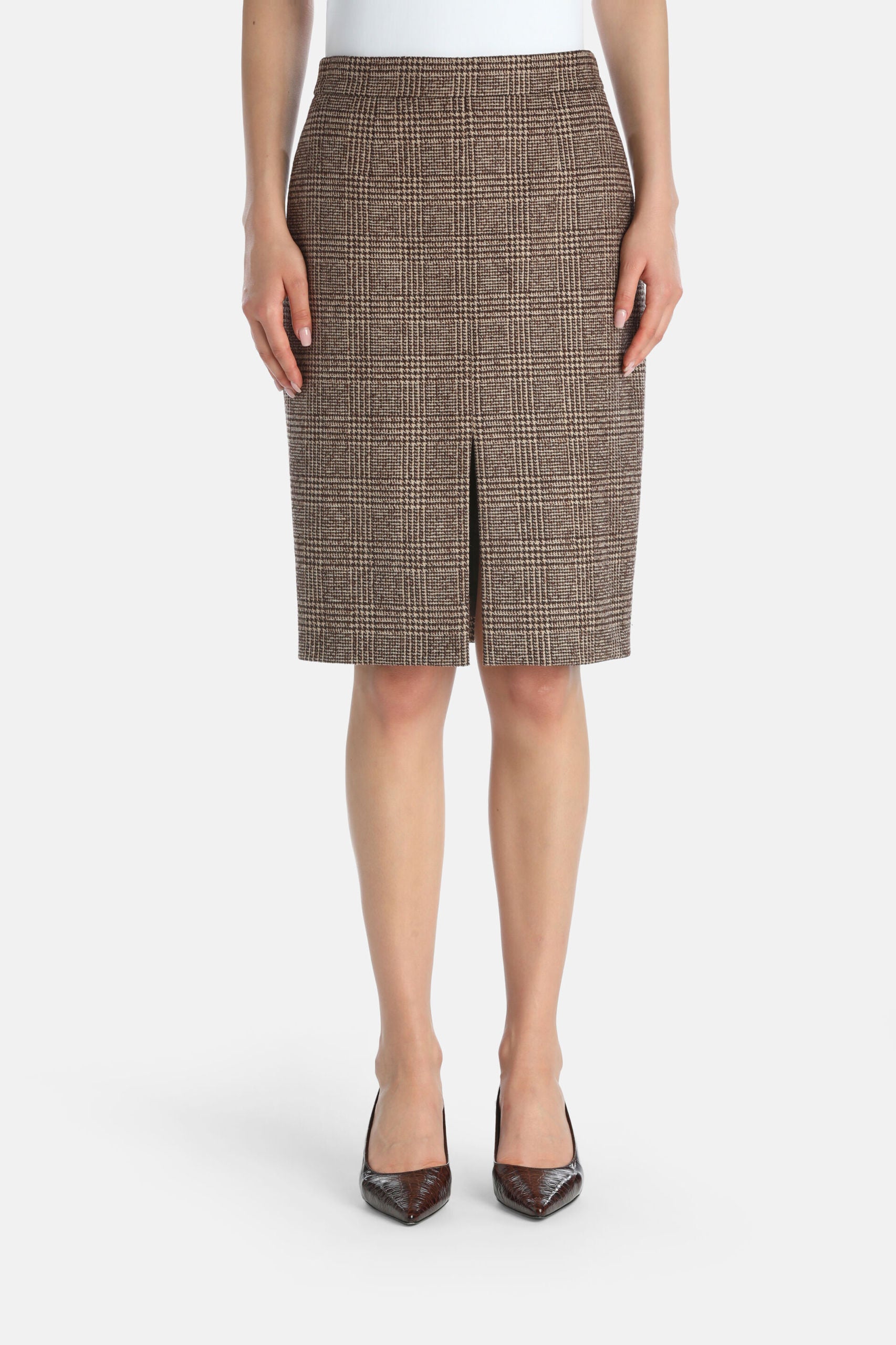 Luisa Spagnoli_Var Marone Beige_Fornaio - Classic Wool Skirt_FORNAIO_3991_02
