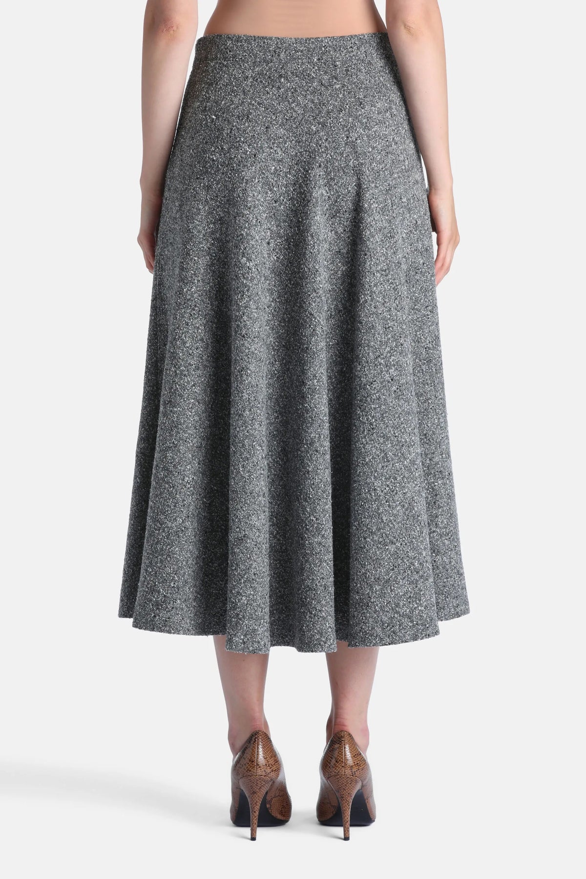 Luisa Spagnoli Var Grigio Panna Women Frazione - Flared BouclŽ Midi Skirt SKU: FRAZIONE_3331 Image 02