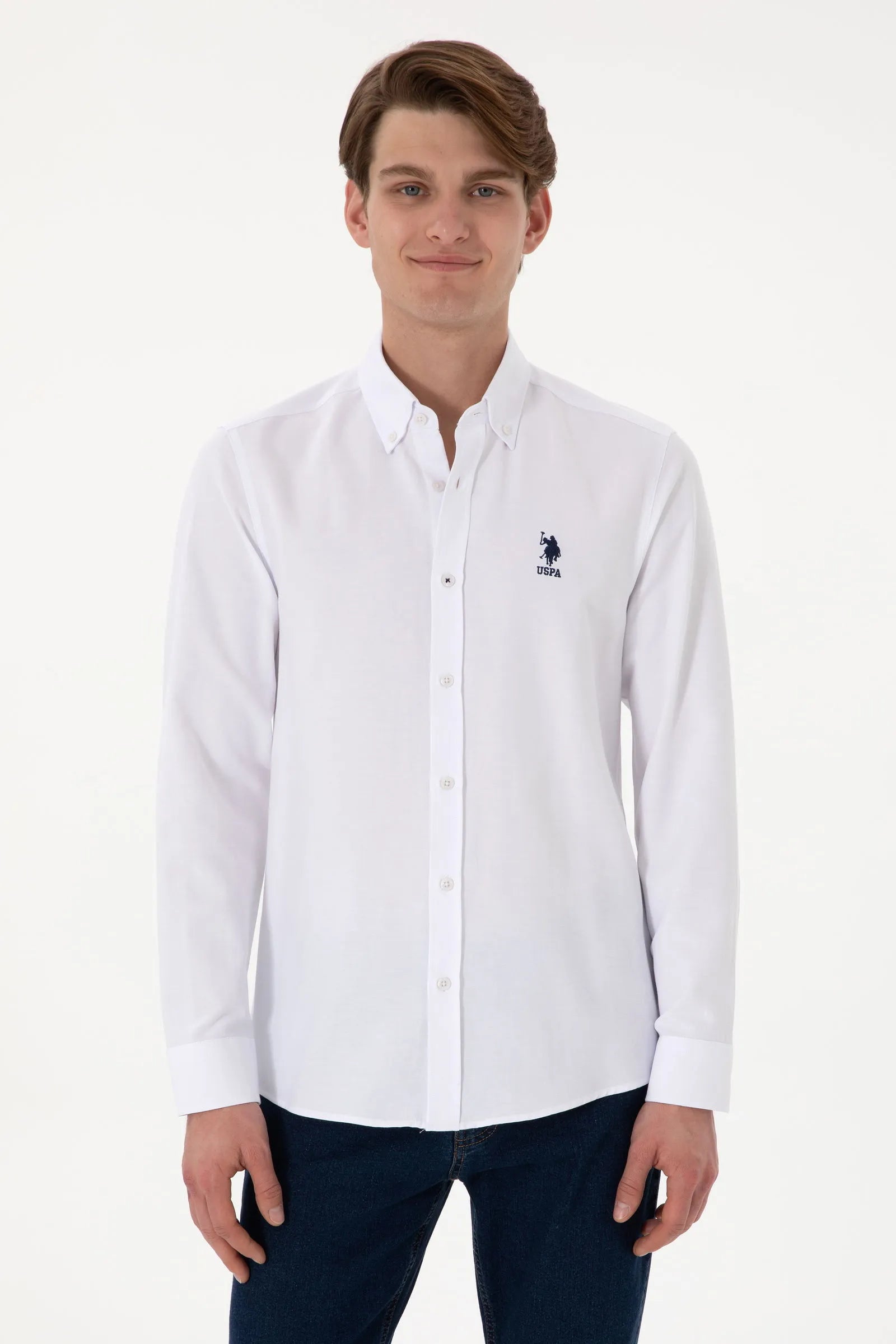 U.S. Polo Assn. White Men White Shirt Long Sleeve SKU: G081GL0040 2083841_VR013 Image 01