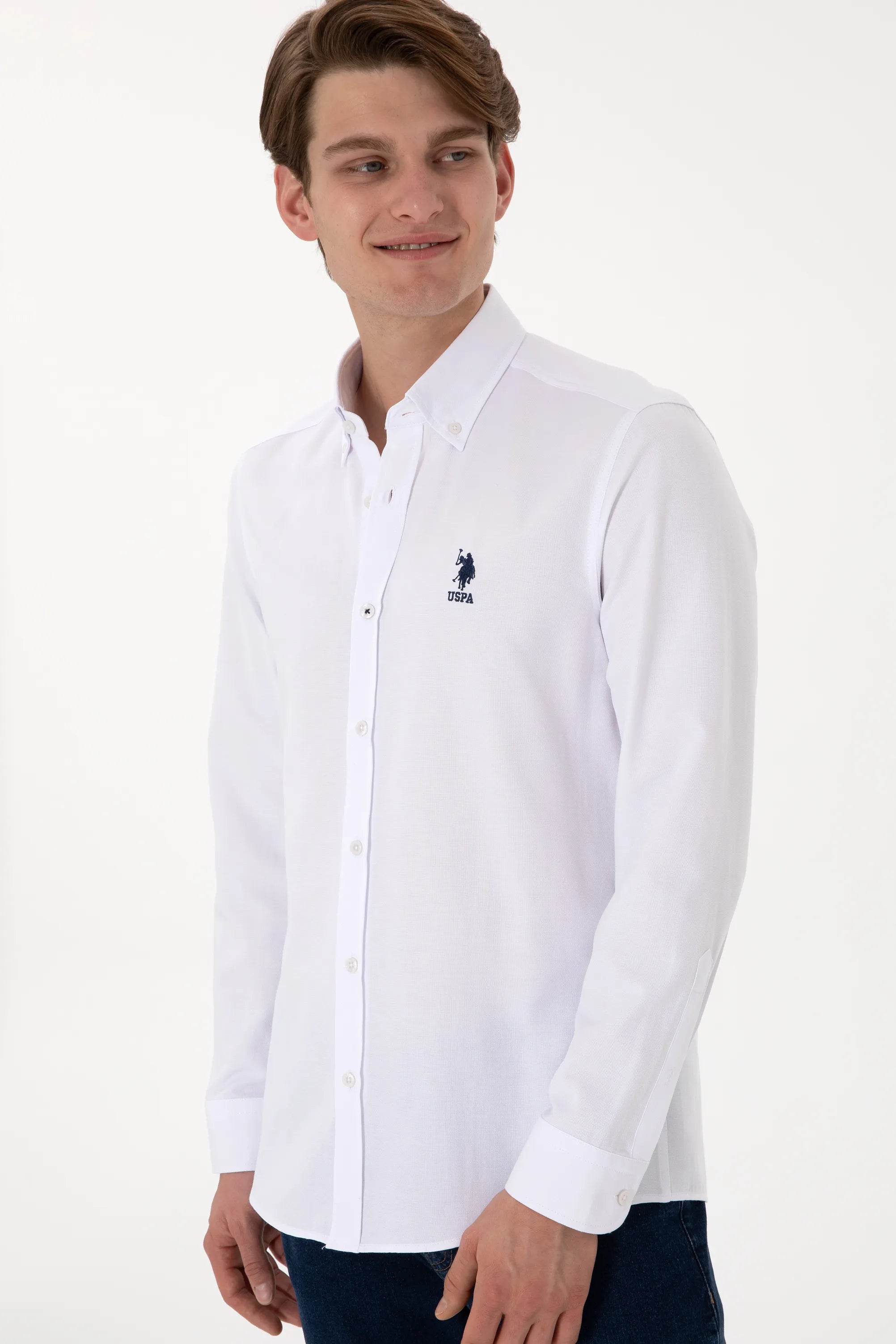 U.S. Polo Assn. White Men White Shirt Long Sleeve SKU: G081GL0040 2083841_VR013 Image 03