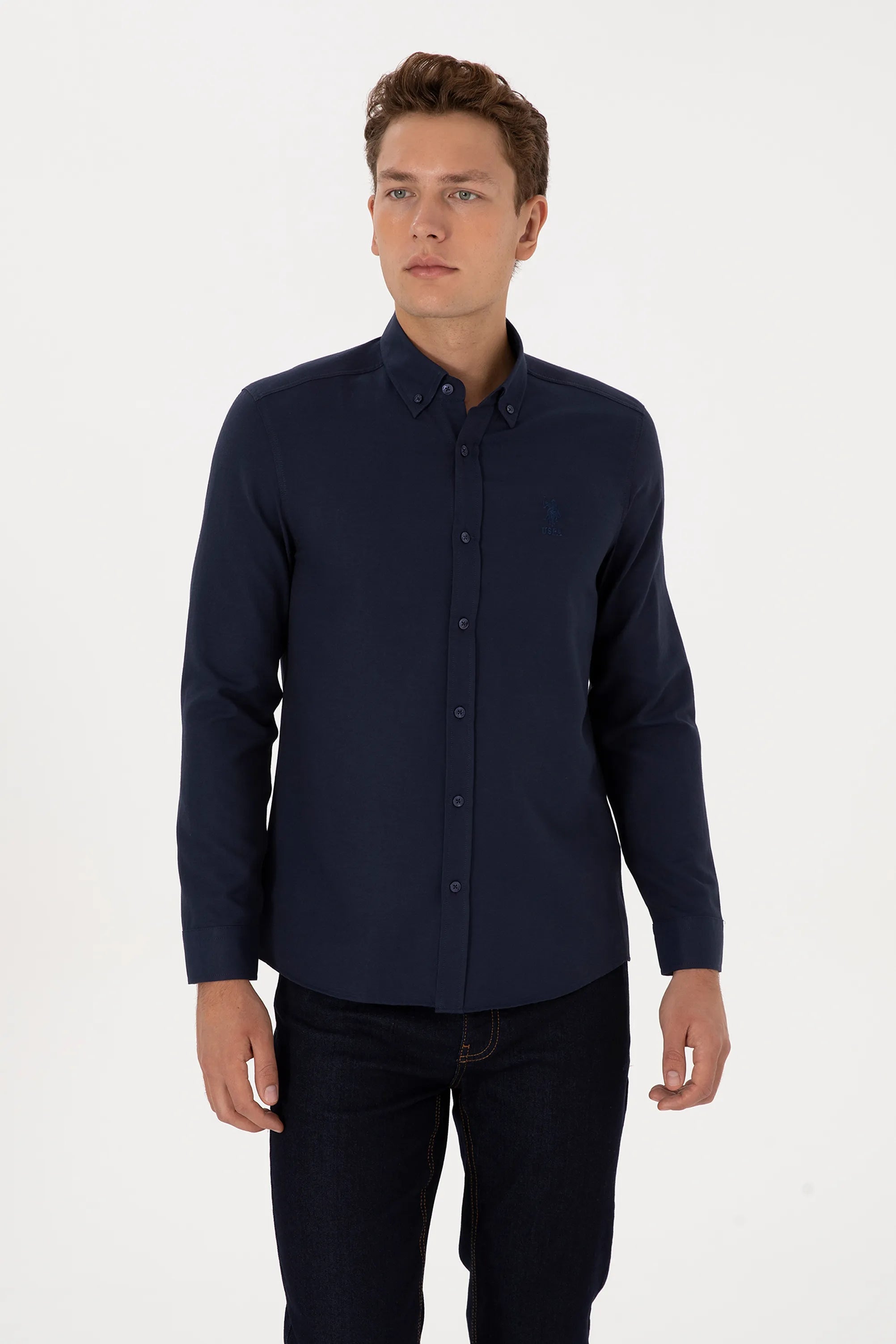 U.S. Polo Assn. Navy Blue Men Navy Blue Shirt Long Sleeve SKU: G081GL0040 2083841_VR033 Image 03