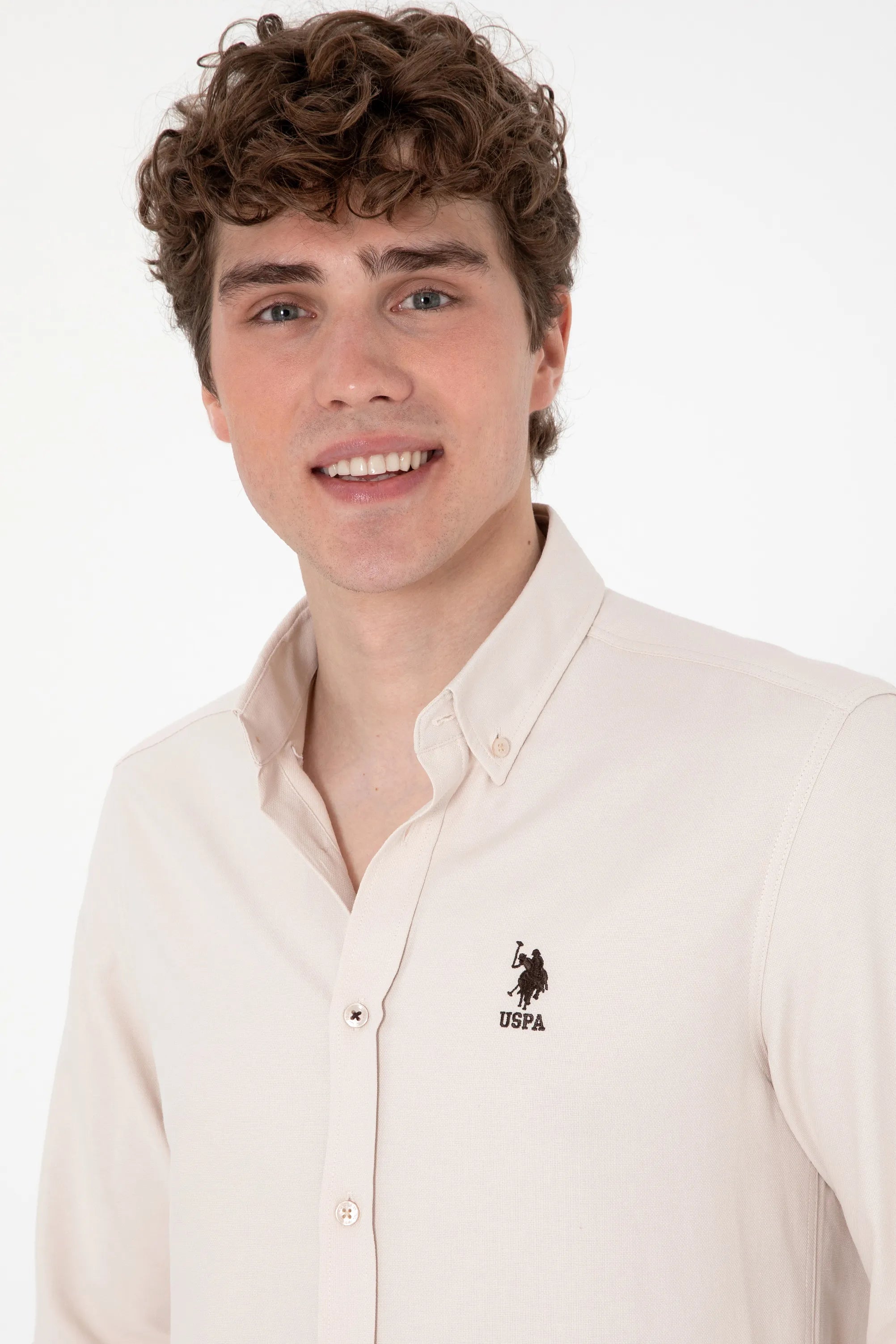 U.S. Polo Assn. Stone Men Stone Shirt Long Sleeve SKU: G081GL0040 2083841_VR049 Image 02