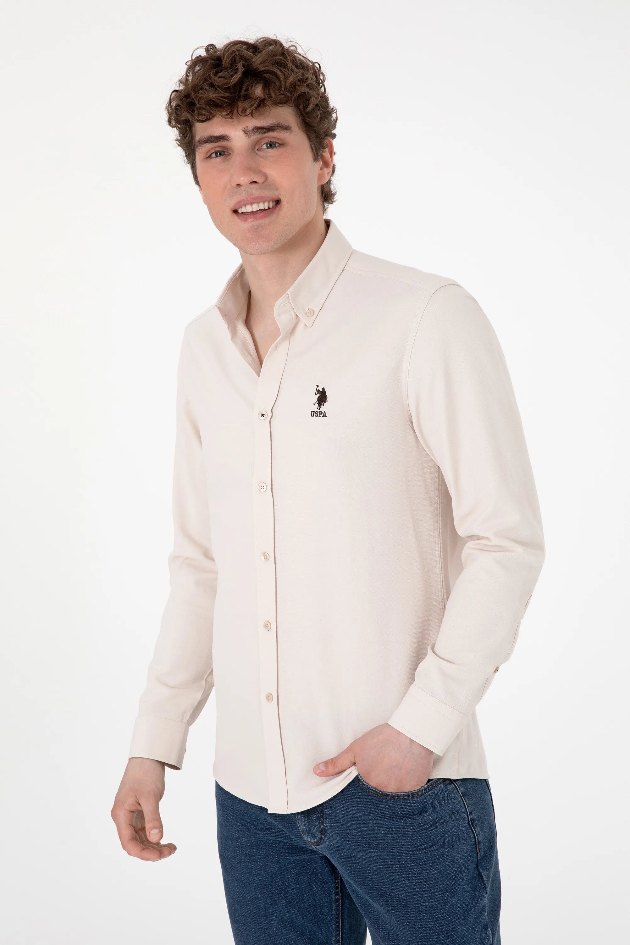 U.S. Polo Assn. Stone Men Stone Shirt Long Sleeve SKU: G081GL0040 2083841_VR049 Image 03