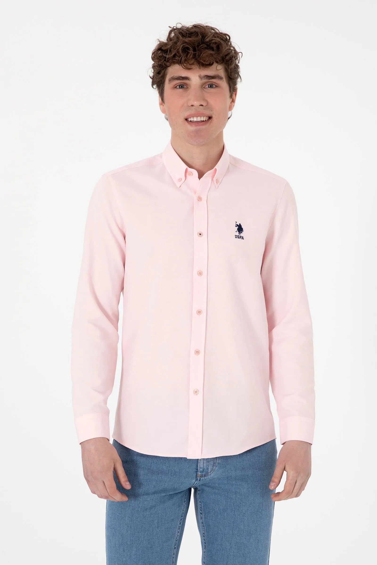 U.S. Polo Assn. Pink Men Pink Shirt Long Sleeve SKU: G081GL0040 2083841_VR078 Image 01