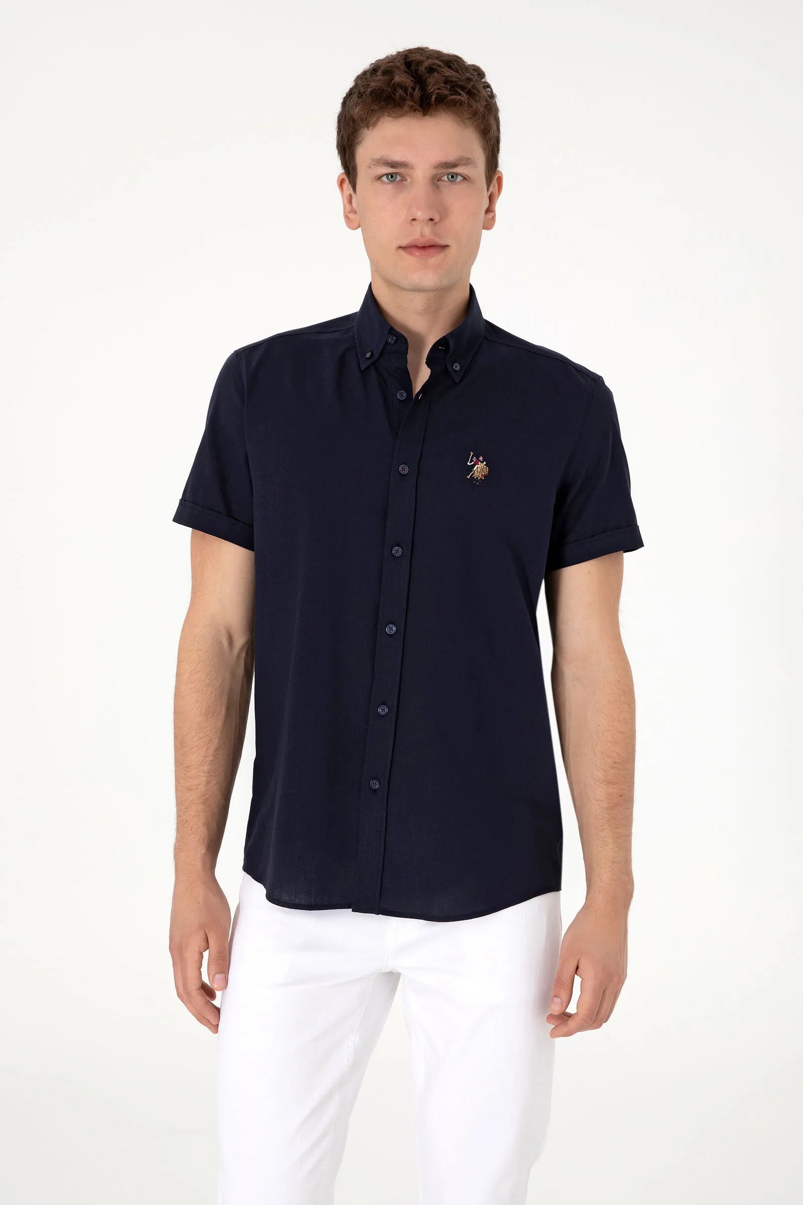 U.S. Polo Assn. Navy Blue Men Navy Blue Shirt SKU: G081GL0040 2083854_VR033 Image 01