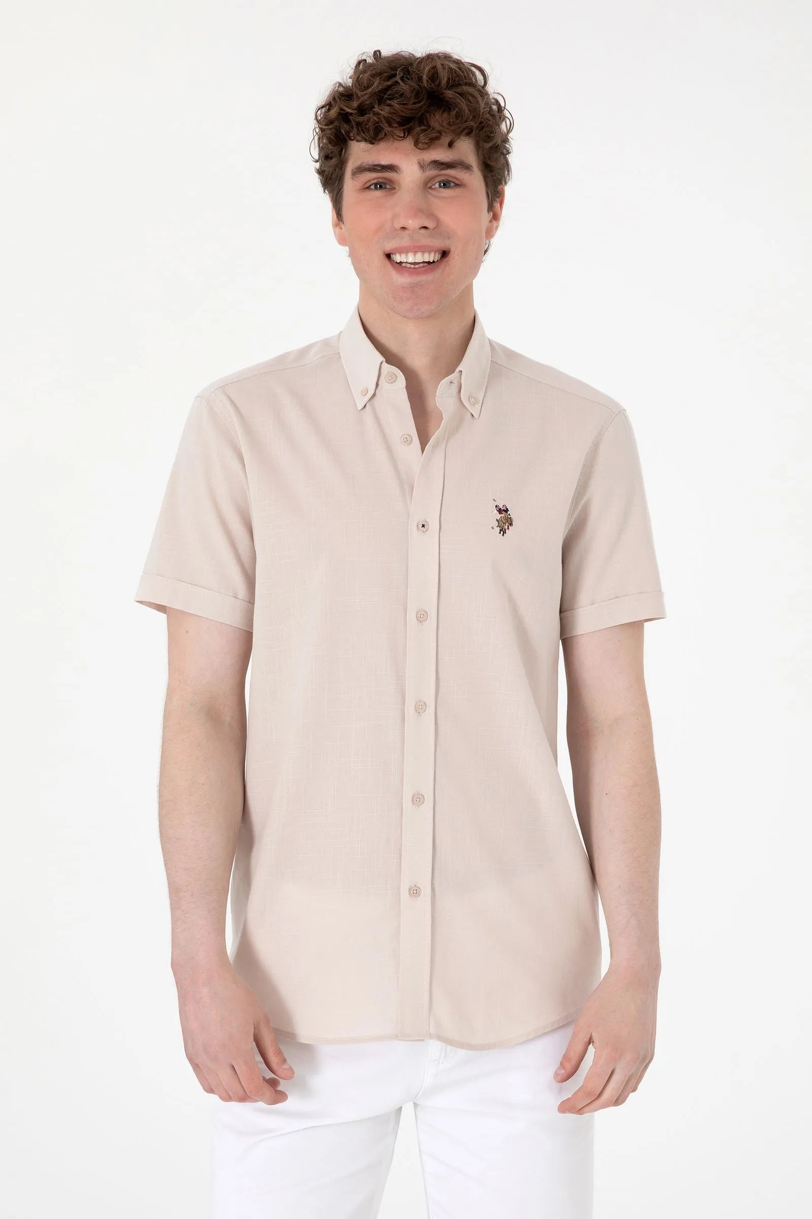 U.S. Polo Assn. Beige Men Stone Shirt SKU: G081GL0040 2083854_VR049 Image 01