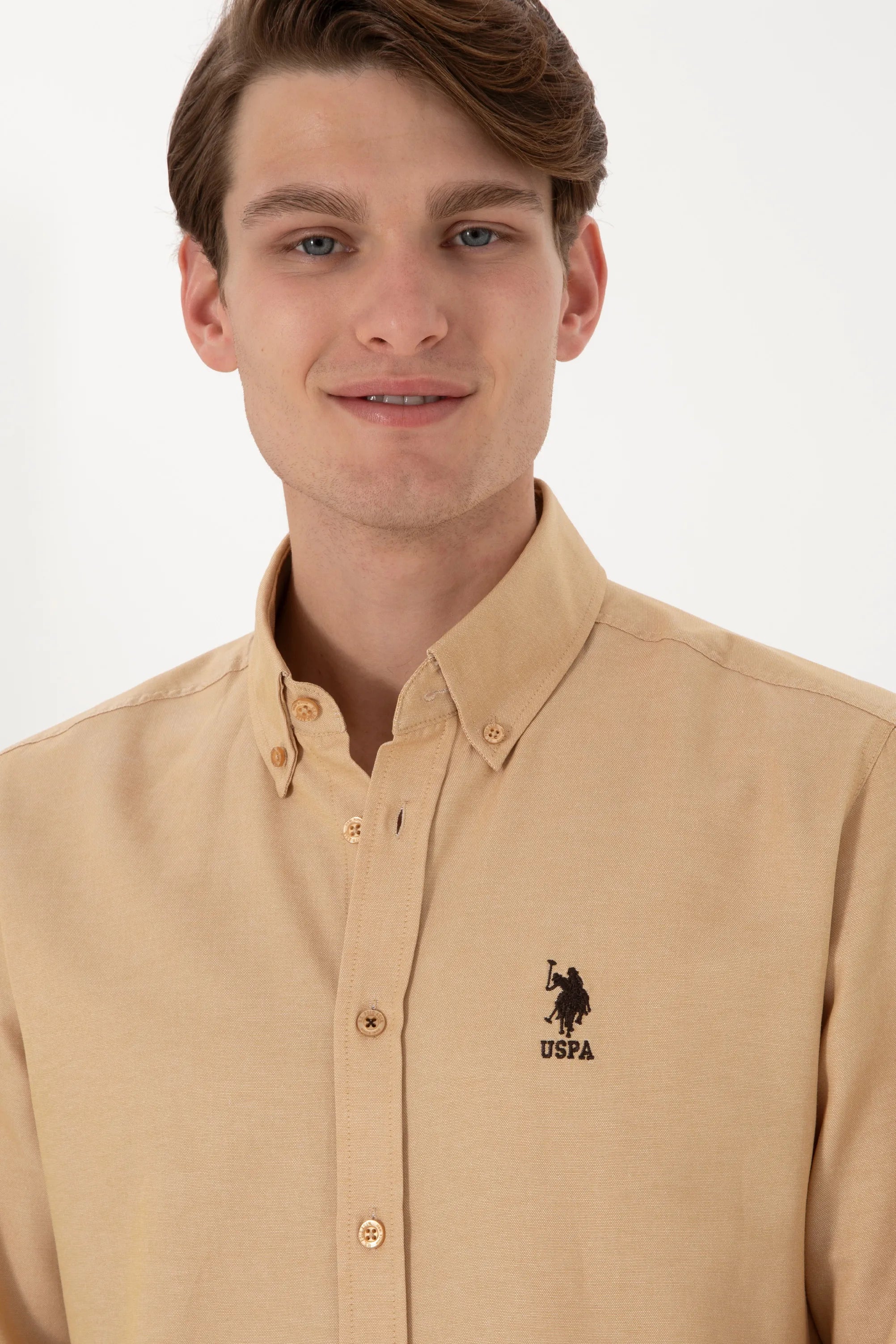 U.S. Polo Assn. Camel Men Camel Shirt Long Sleeve SKU: G081GL0040 2084126_VR015 Image 02