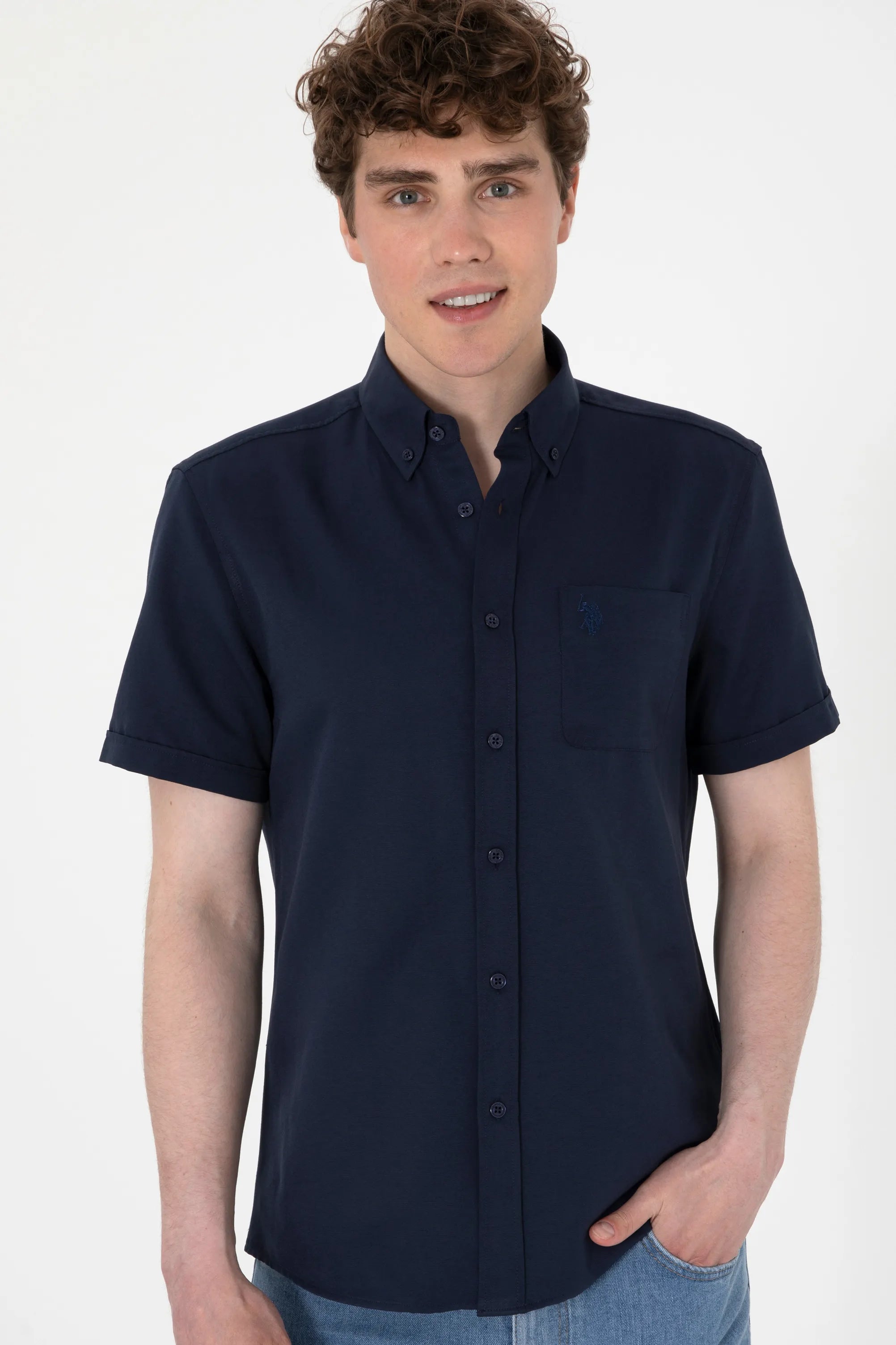 U.S. Polo Assn. Blue Men Navy Blue Shirt SKU: G081GL0040 2084143_VR033 Image 03