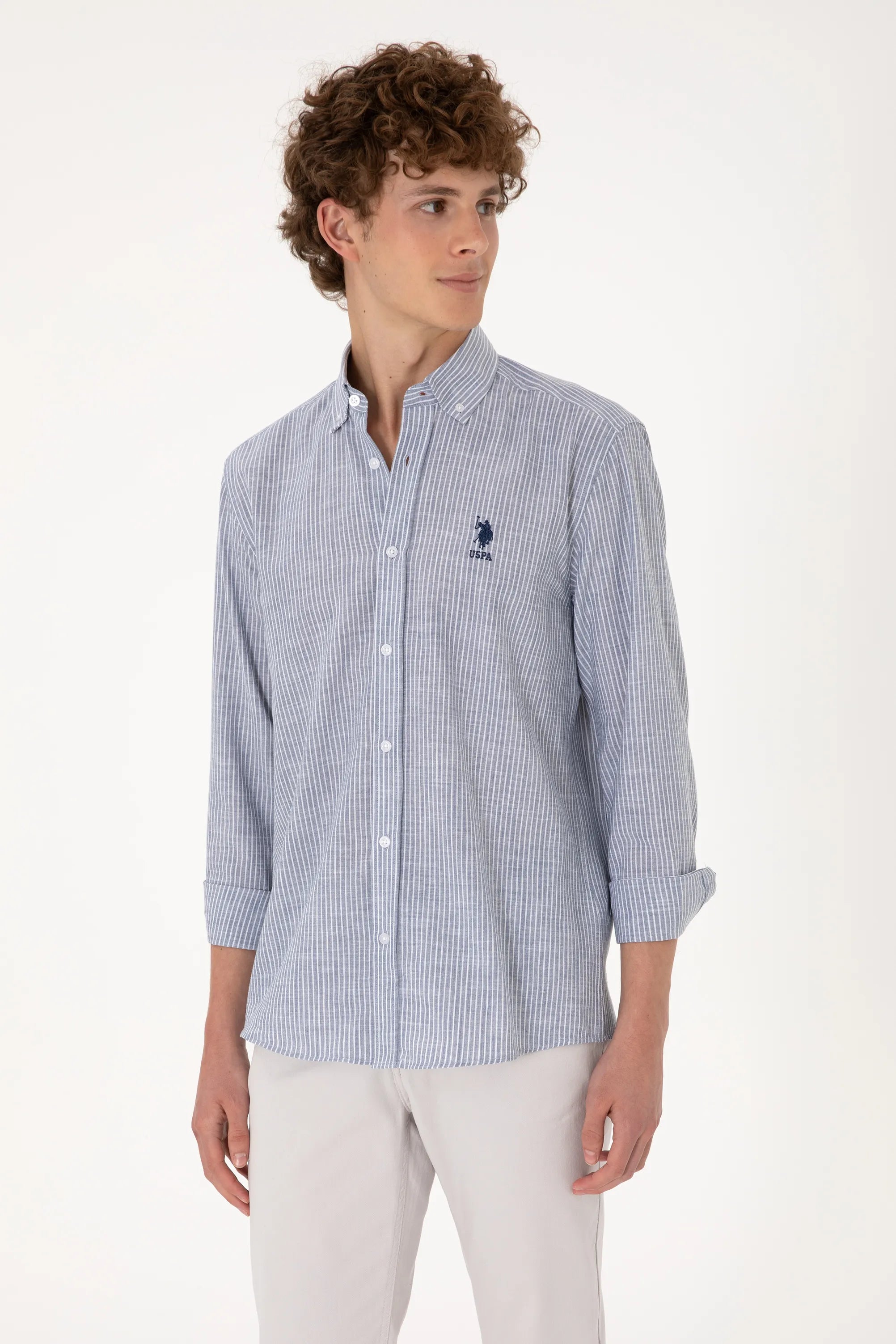 U.S. Polo Assn. Navy Blue Men Navy Blue Shirt Long Sleeve SKU: G081GL0040 2106492_VR033 Image 03