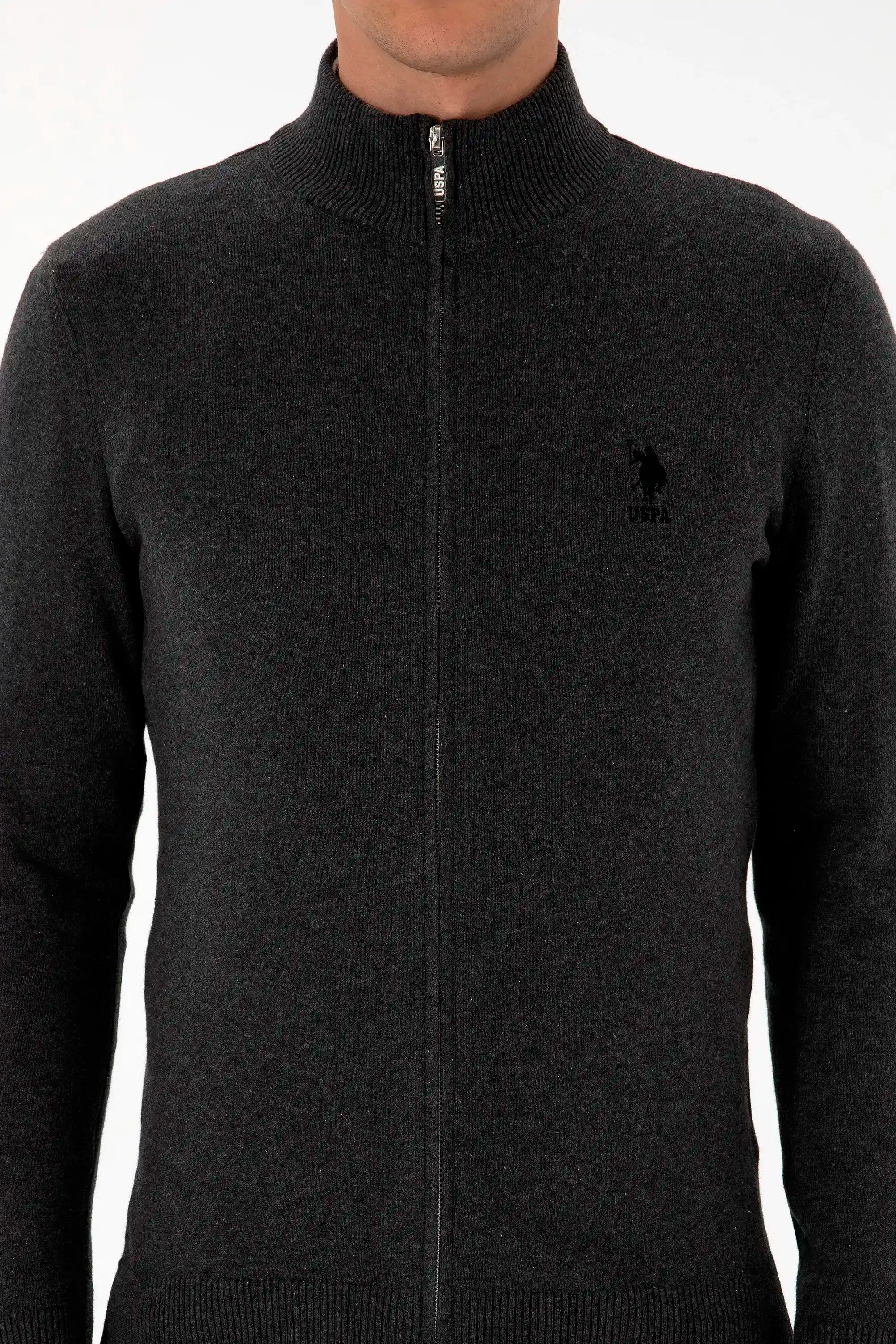 U.S. Polo Assn._Anthracite Mela_Anthracite Mela Knitting Cardigan_G081GL0TH0 2226681_VR081_06