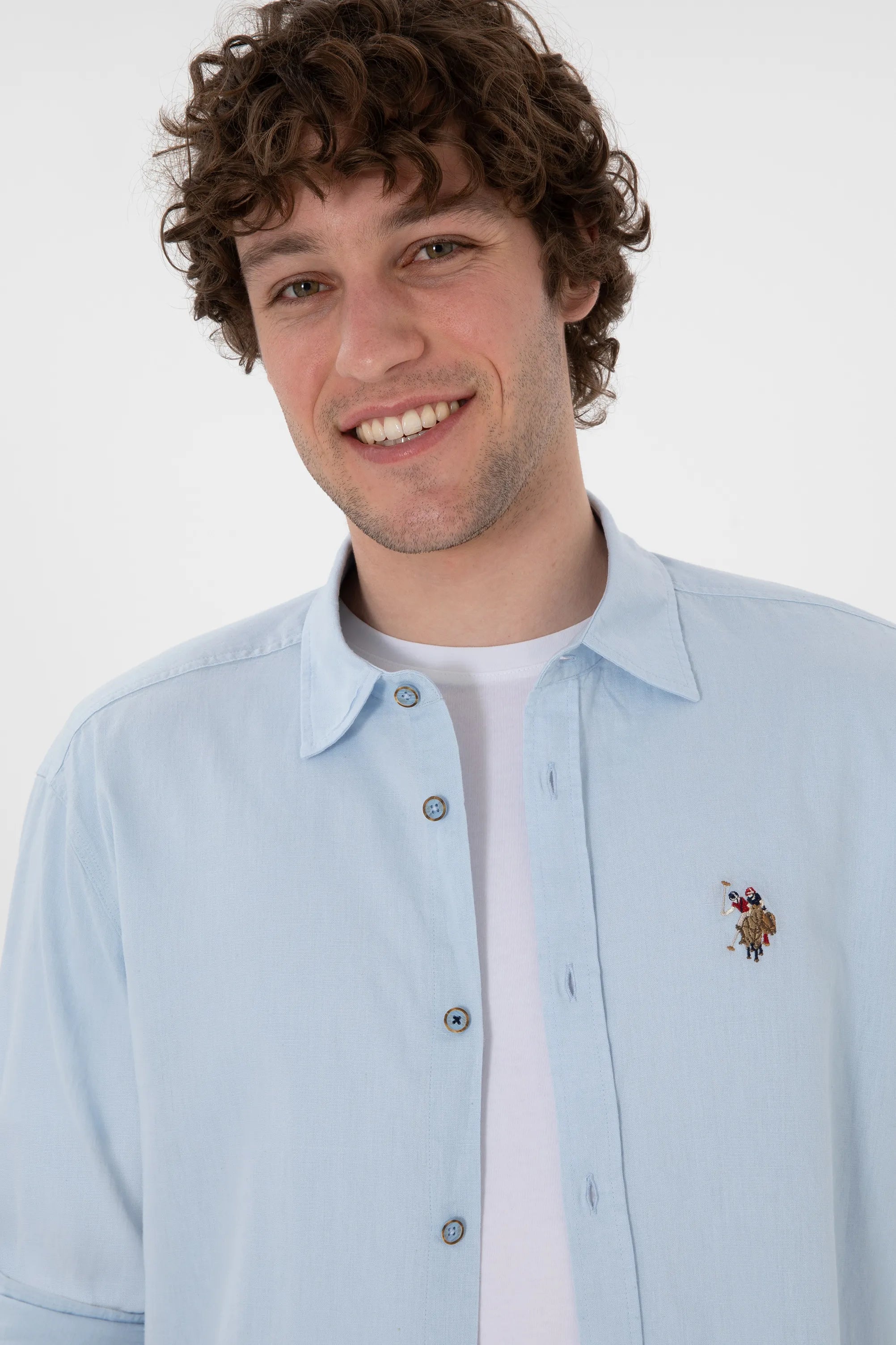 U.S. Polo Assn. Light Blue Men Light Blue Shirt Long Sleeve SKU: G081SZ0040 2082527_VR003 Image 02