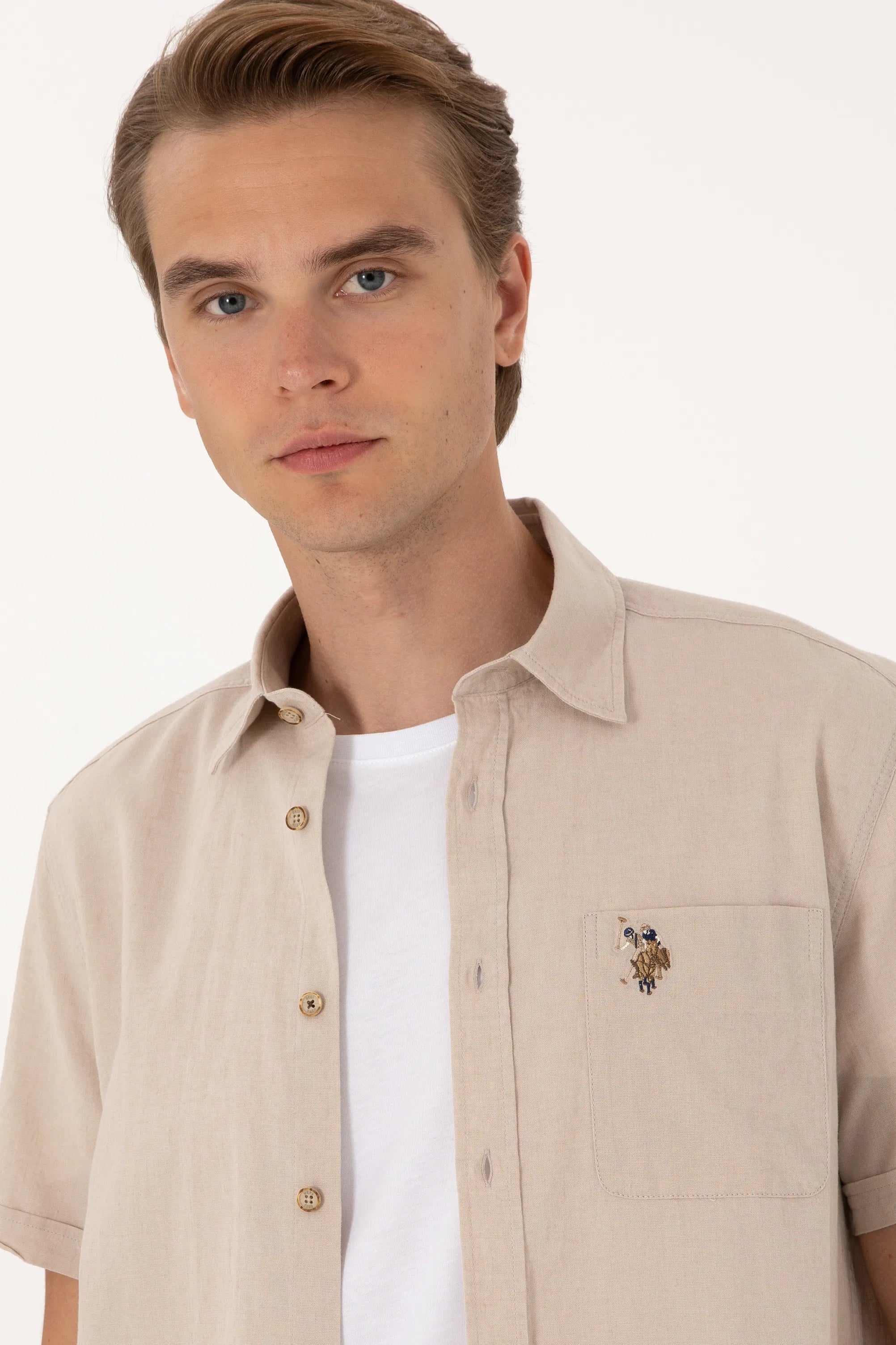 U.S. Polo Assn. Beige Men Stone Shirt SKU: G081SZ0040 2082772_VR049 Image 02