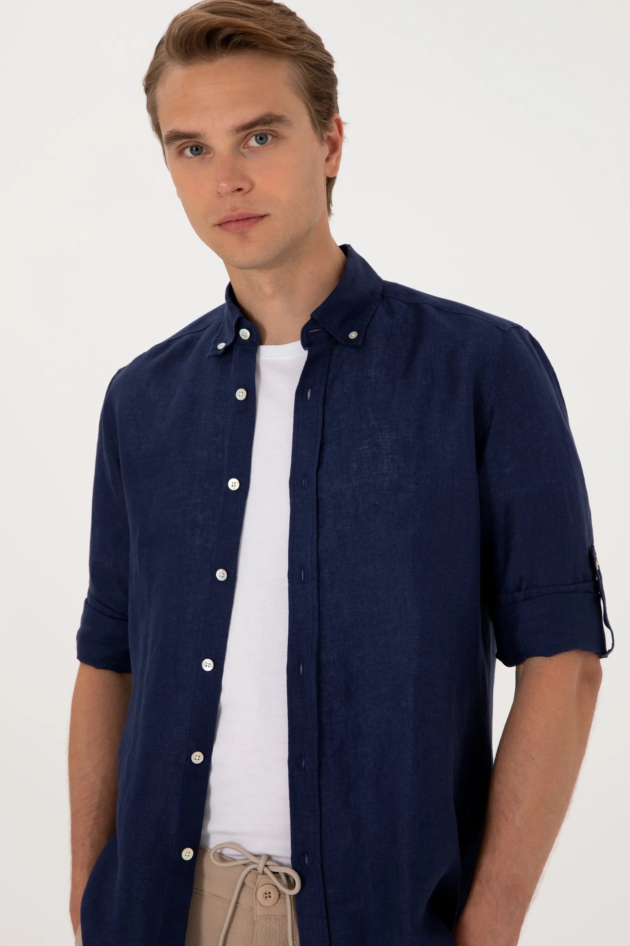 U.S. Polo Assn. Navy Blue Men Navy Blue Shirt Long Sleeve SKU: G081SZ0040 2103097_VR033 Image 02