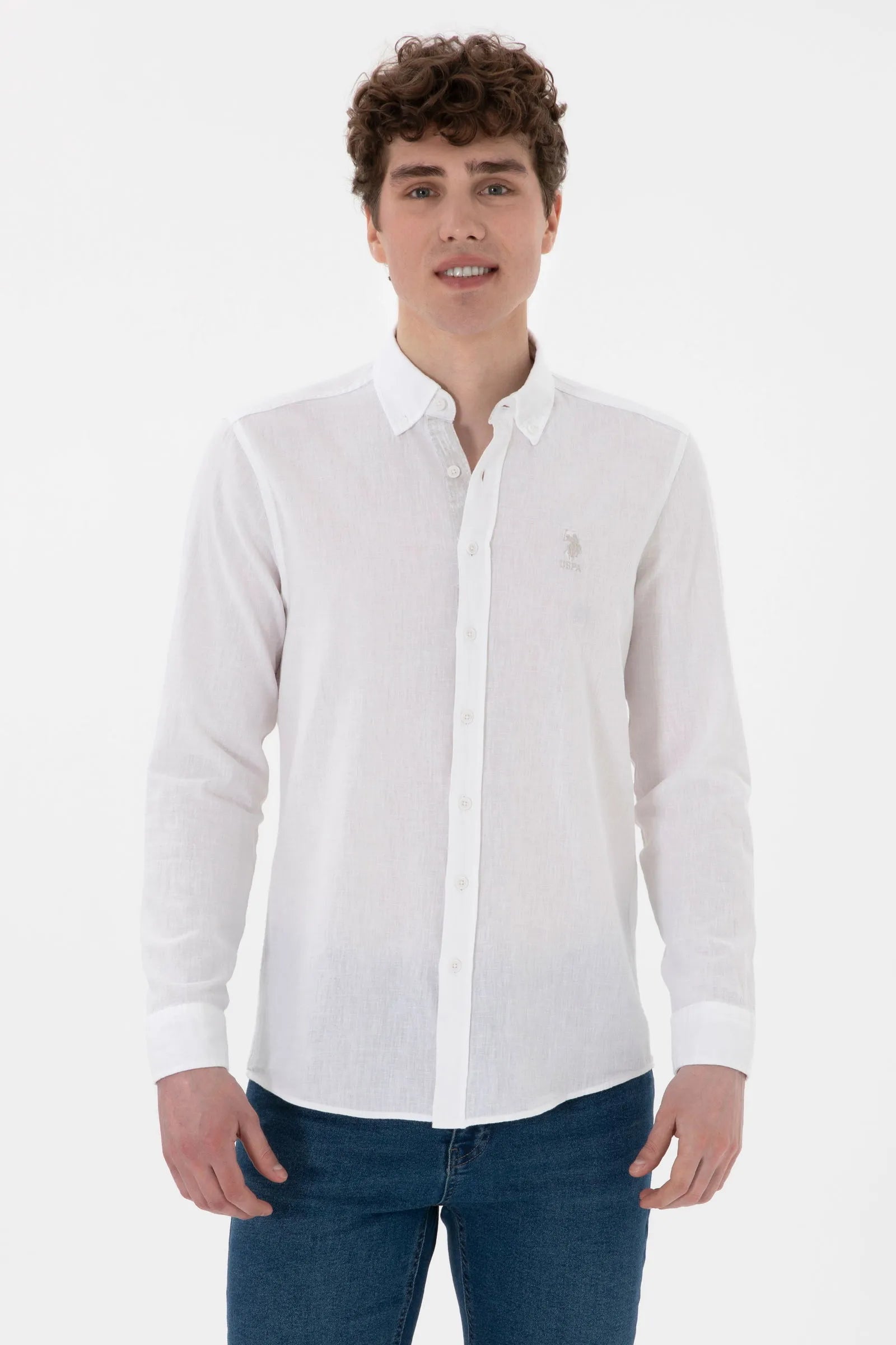 U.S. Polo Assn. White Men White Shirt Long Sleeve SKU: G081SZ0040 2104315_VR013 Image 01