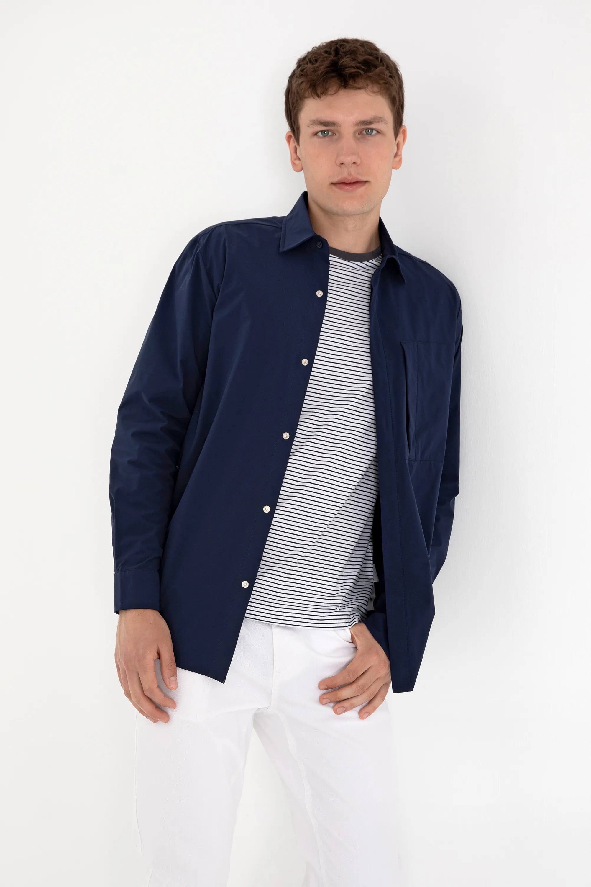 U.S. Polo Assn. Navy Blue Men Navy Blue Shirt Long Sleeve SKU: G081SZ0040 2116624_VR033 Image 03