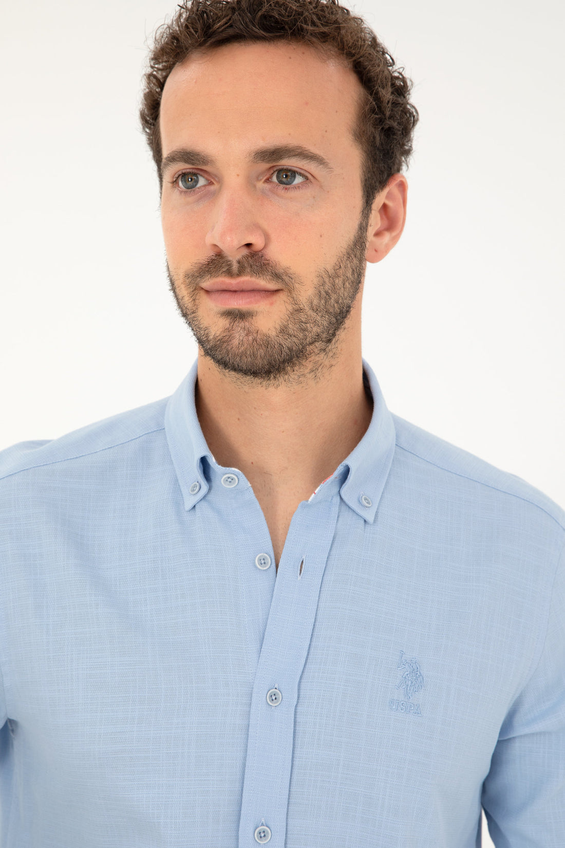 Blue Button Down Woven Shirt_G081SZ0040 1837940_VR003_02