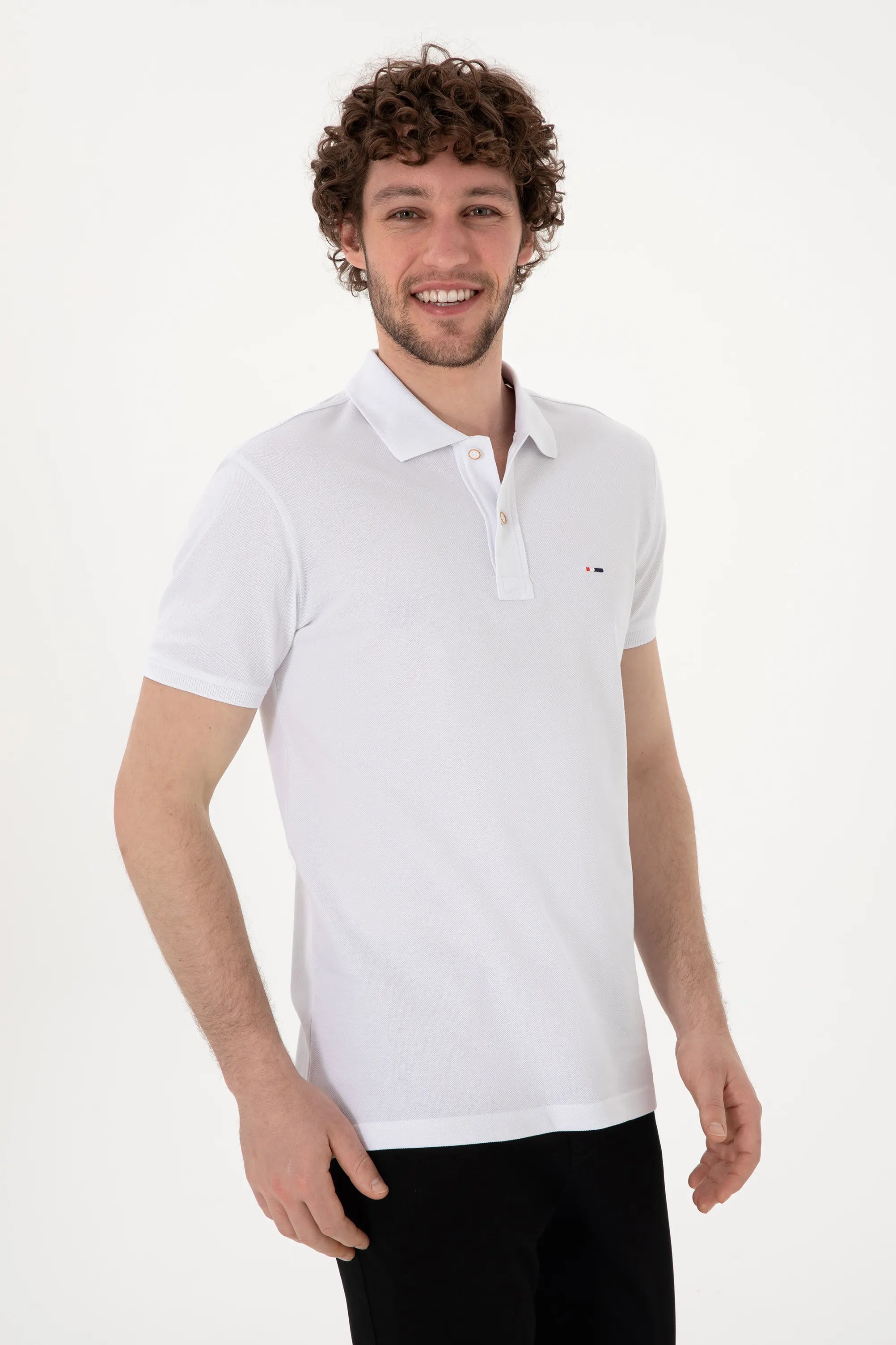 U.S. Polo Assn. White Men White Slim Fit Polo Shirt SKU: G081SZ0110 2083944_VR013 Image 03