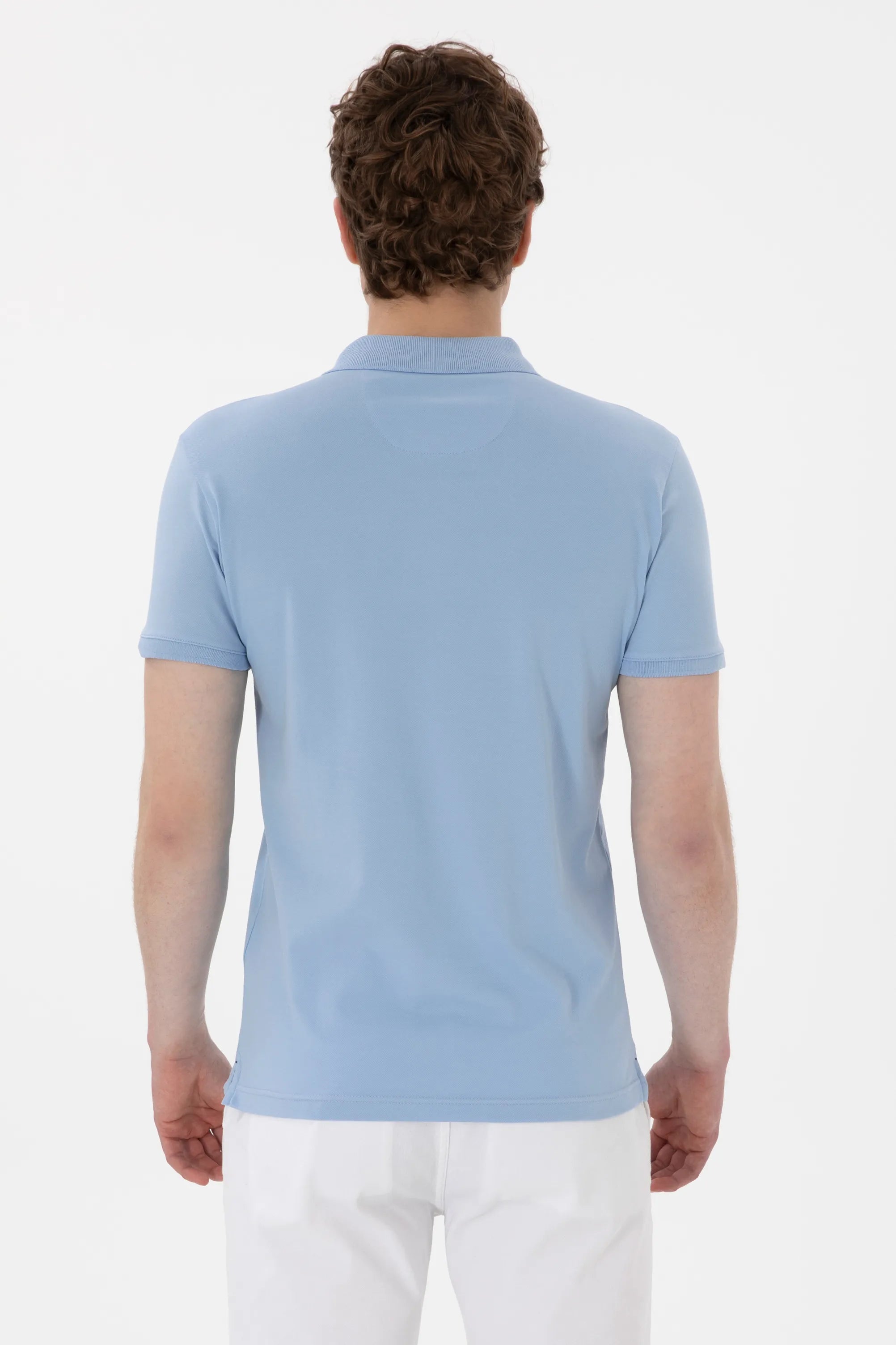 U.S. Polo Assn. Light Blue Men Light Blue Slim Fit Polo Shirt SKU: G081SZ0110 2084040_VR003 Image 05