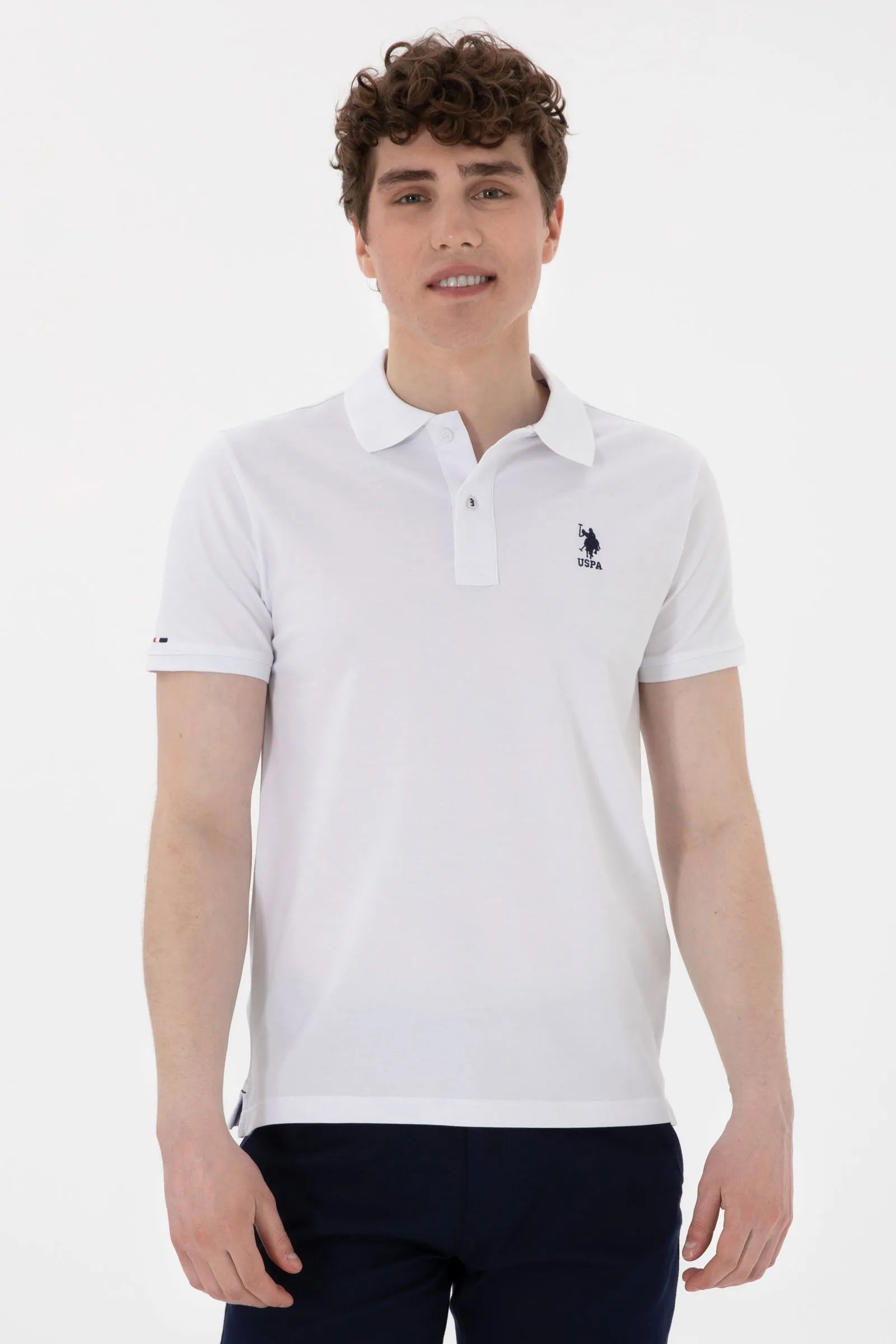 U.S. Polo Assn. White Men White Slim Fit Polo Shirt SKU: G081SZ0110 2084040_VR013 Image 01