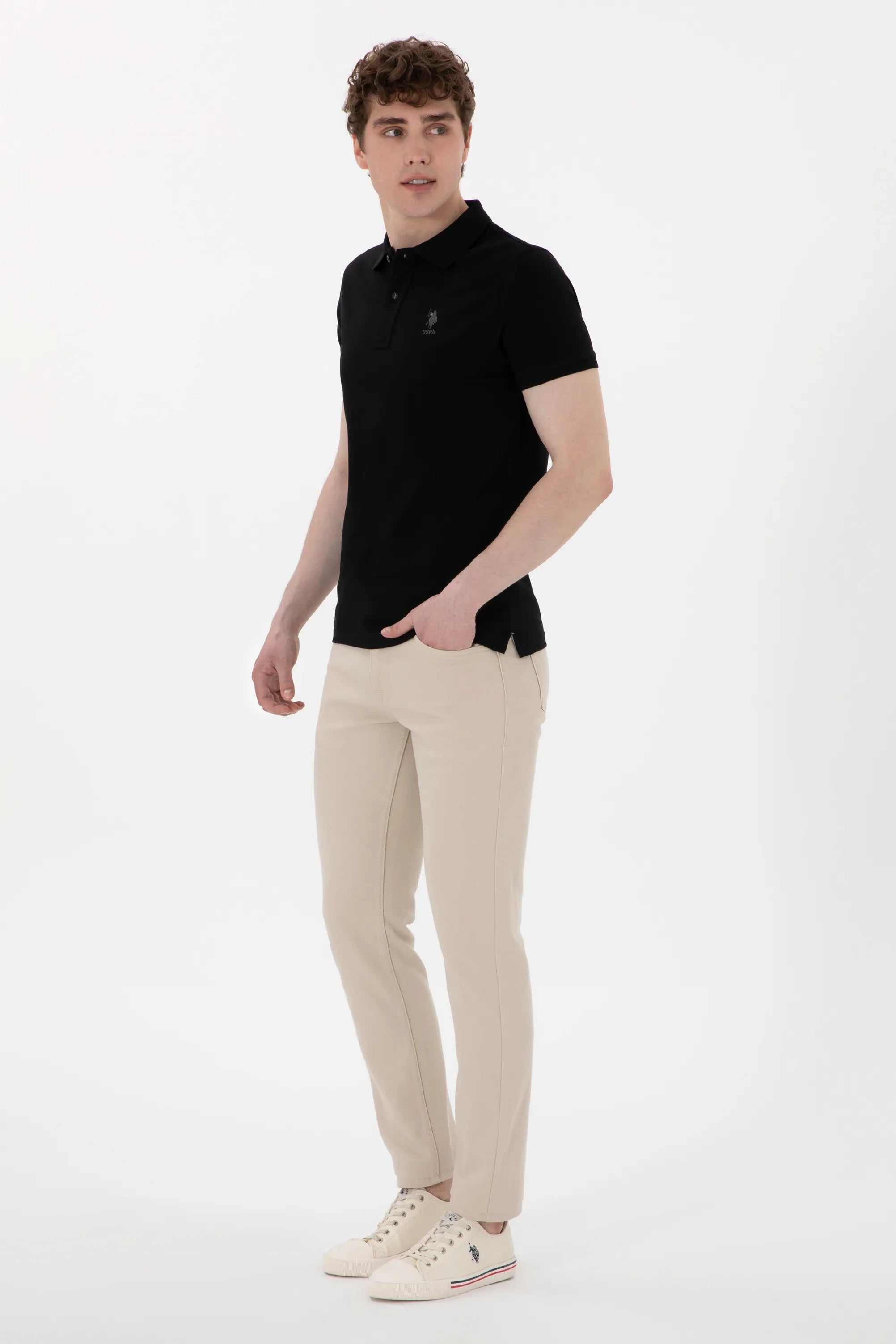 U.S. Polo Assn. Black Men Black Slim Fit Polo Shirt SKU: G081SZ0110 2084040_VR046 Image 04