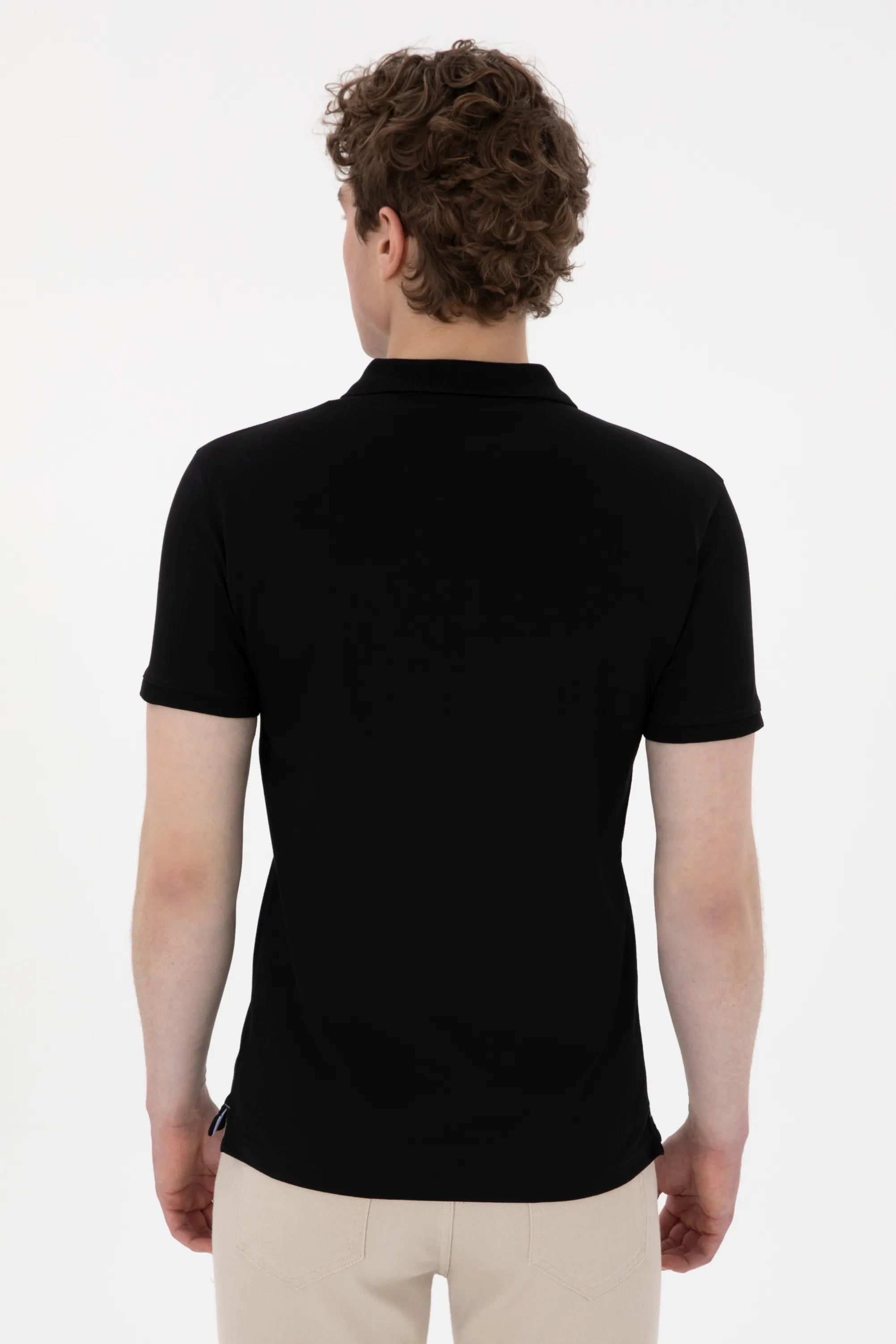 U.S. Polo Assn. Black Men Black Slim Fit Polo Shirt SKU: G081SZ0110 2084040_VR046 Image 05